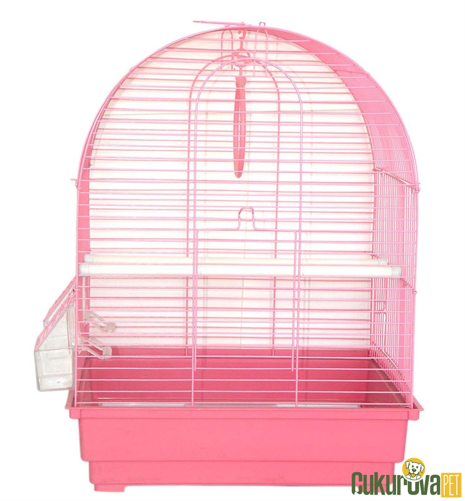 Dayang İki Kapılı Davul Muhabbet Kuşu Kafesi Pembe - 35 x 28 x 46 Cm