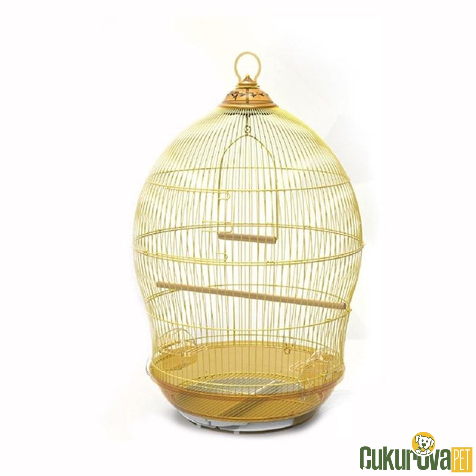 Dayang Kubbe Pirinç Kuş Kafesi Gold - 48.5 x 48.5 x 76 Cm