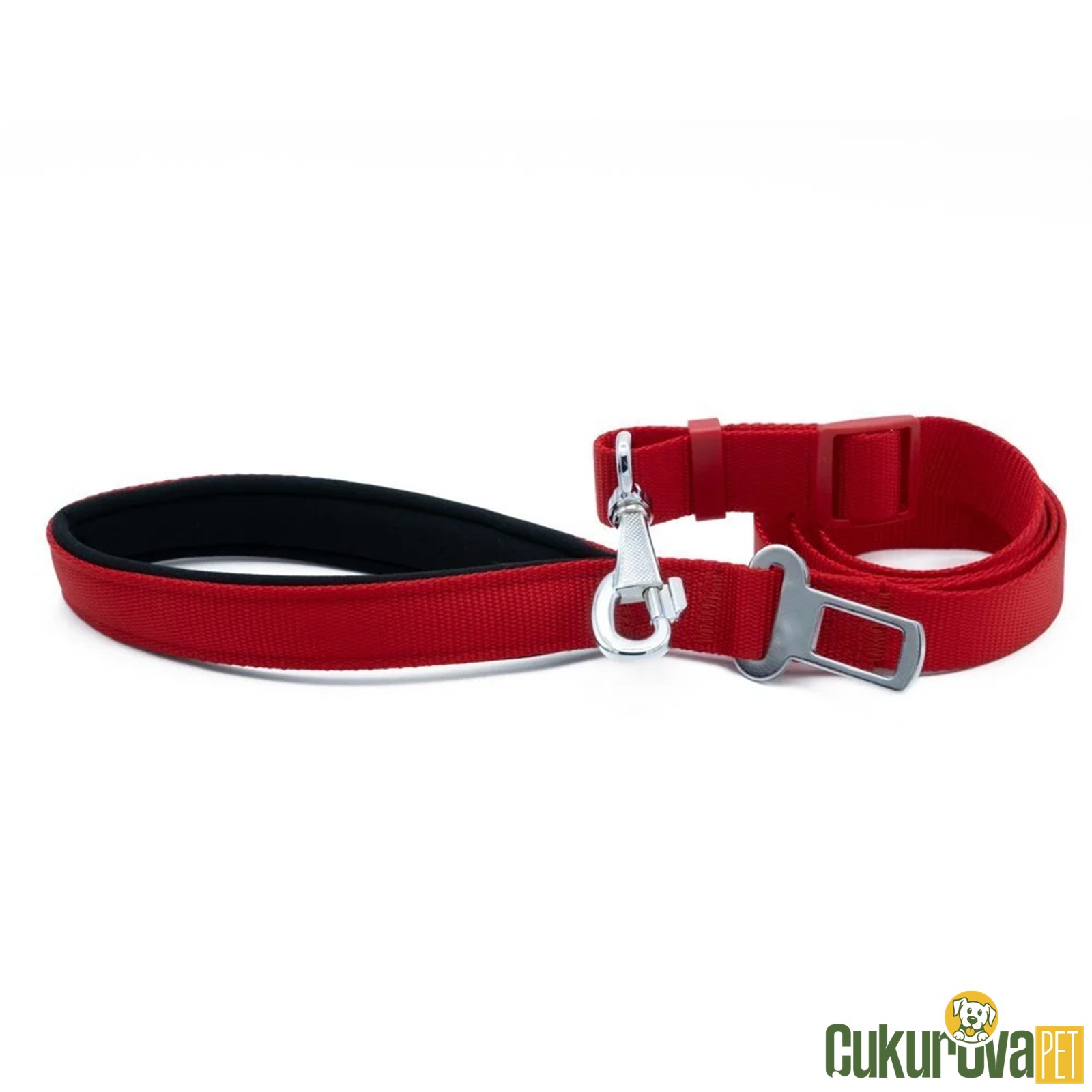 Doggie Dokumadan El Yapımı Emniyet Kemerli Köpek Gezdirme Aparatı M - 2.5 x 80 - 120 Cm - Kırmızı