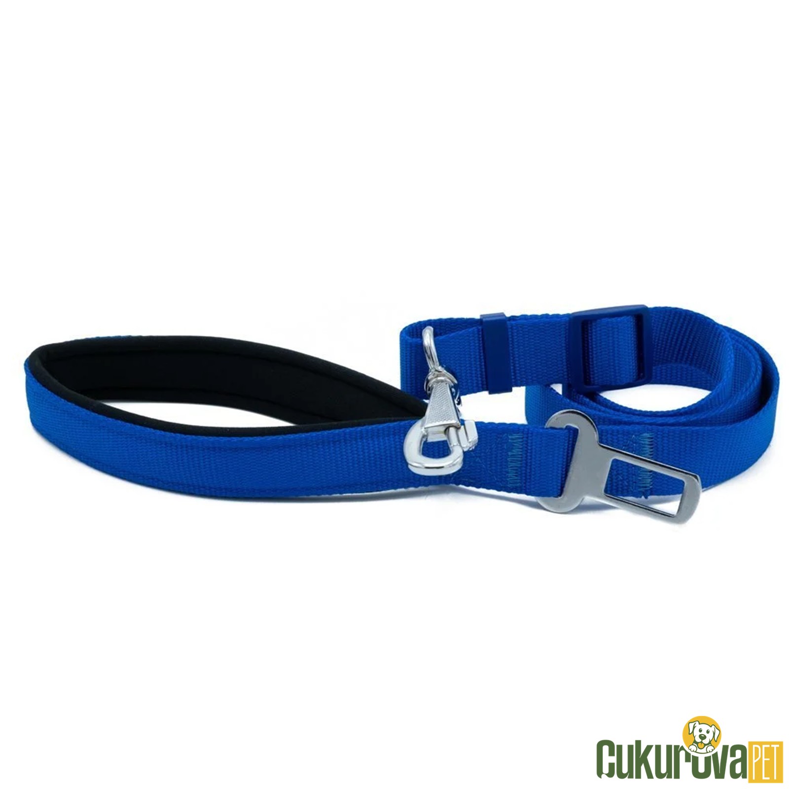 Doggie Dokumadan El Yapımı Emniyet Kemerli Köpek Gezdirme Aparatı M - 2.5 x 80 - 120 Cm - Royal Mavi