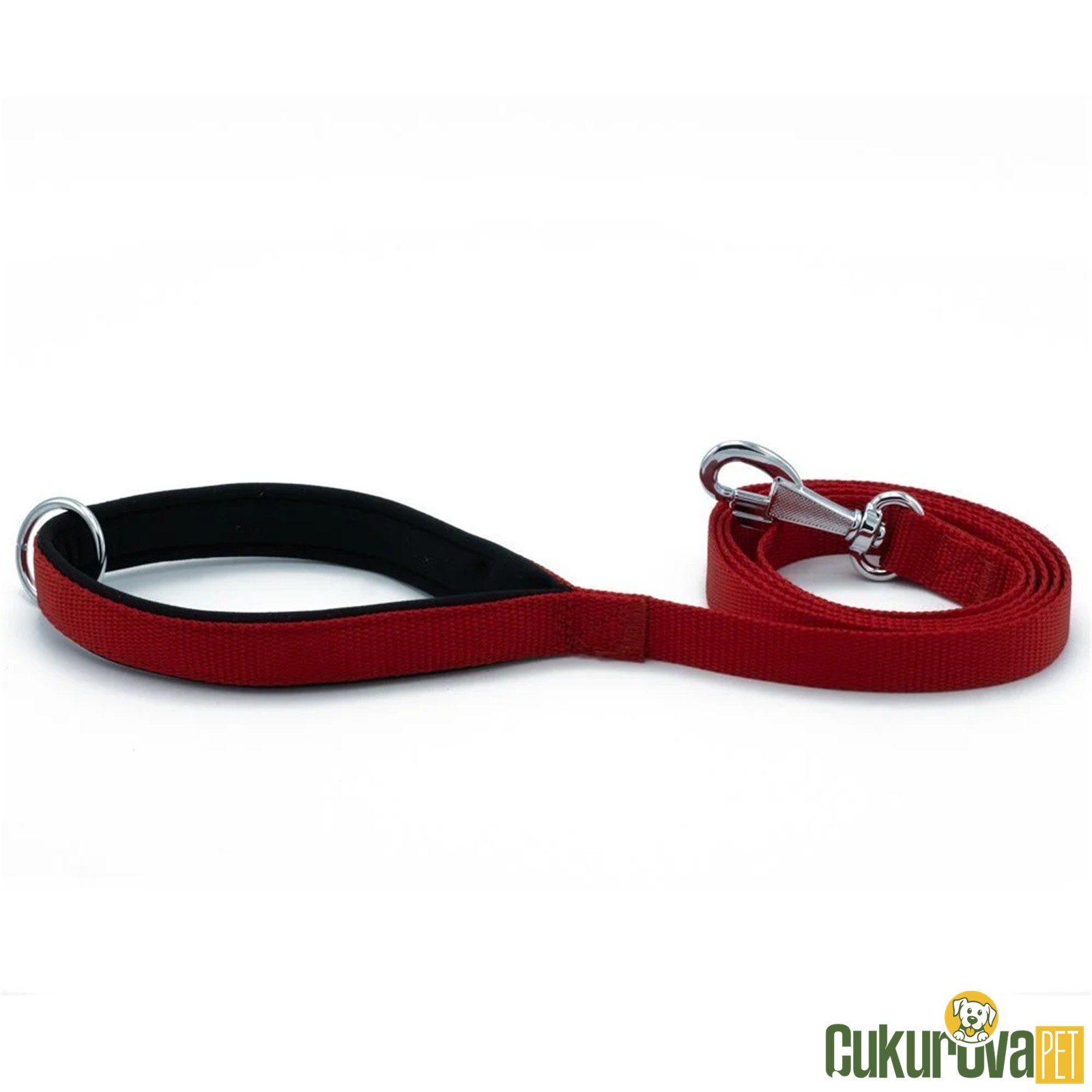 Doggie Konforlu Dokumadan El Yapımı Köpek Gezdirme Kayışı M - 2 x 140 Cm - Kırmızı