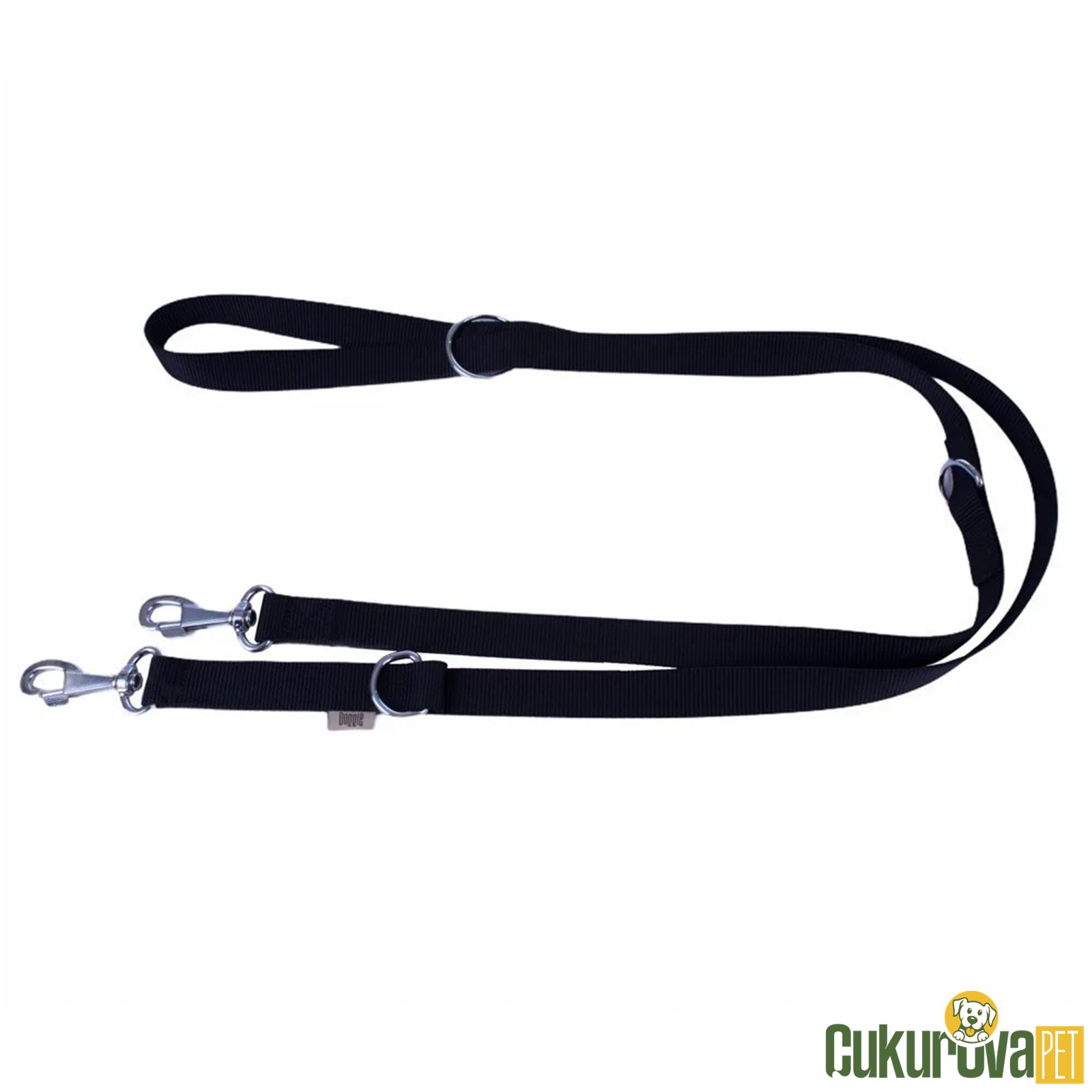 Doggie Ayarlanabilir Özellikli Dokumadan El Yapımı Köpek Gezdirme Kayışı M - 2.5 x 120 - 200 Cm - Siyah