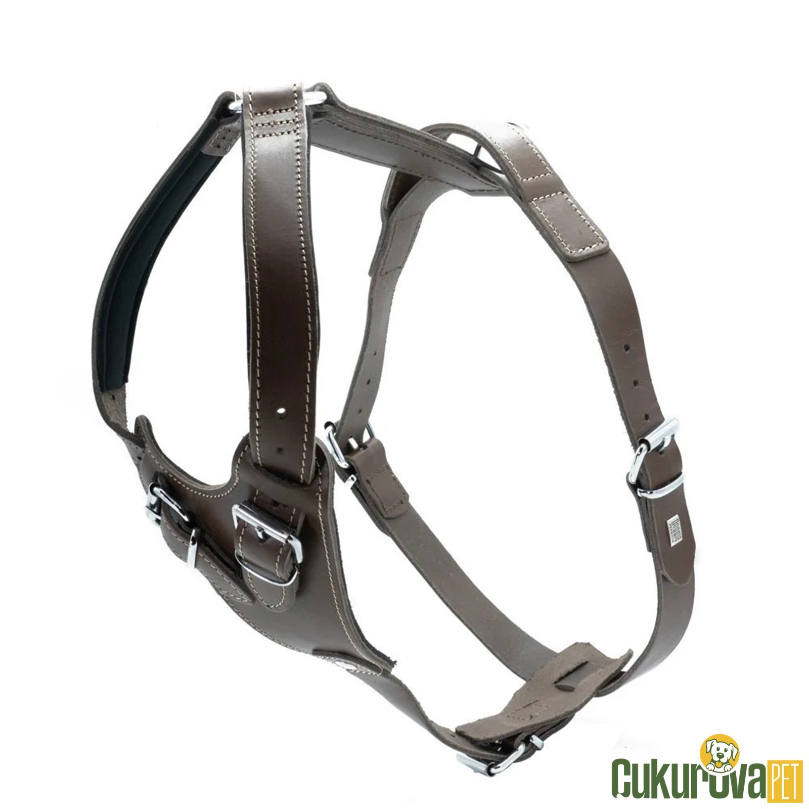 Doggie Gerçek Deriden El Yapımı Dragon Model Köpek Göğüs Tasması Xl - 3 x 75 - 90 Cm - Siyah