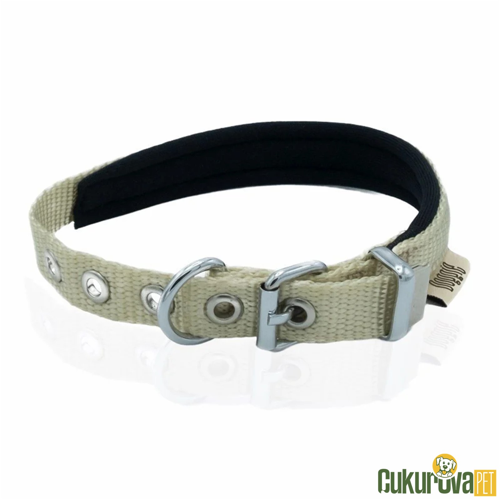 Doggie Konforlu Dokumadan El Yapımı Köpek Boyun Tasması S - 1.5 x 20 - 25 Cm - Haki