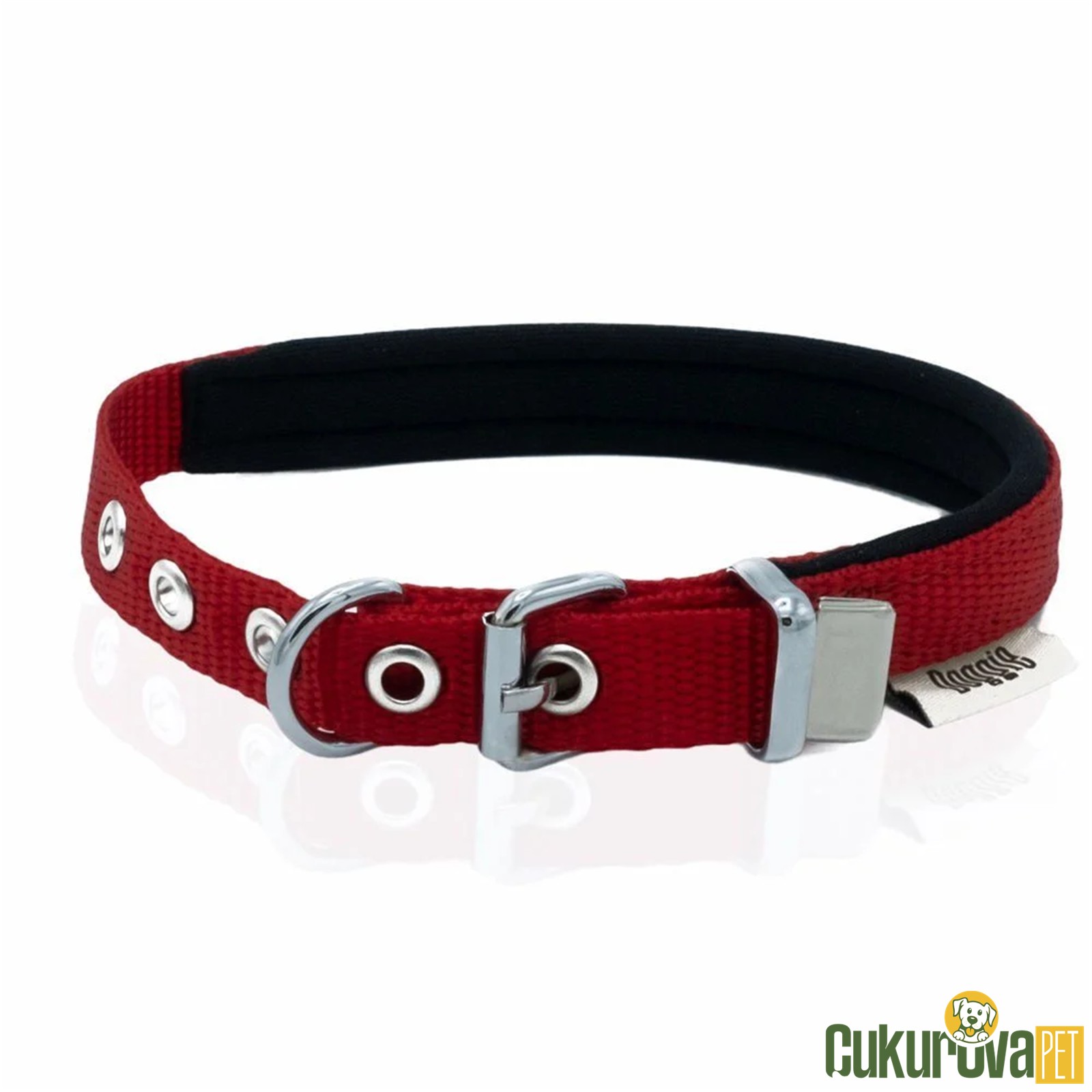 Doggie Konforlu Dokumadan El Yapımı Köpek Boyun Tasması S - 1.5 x 20 - 25 Cm - Kırmızı
