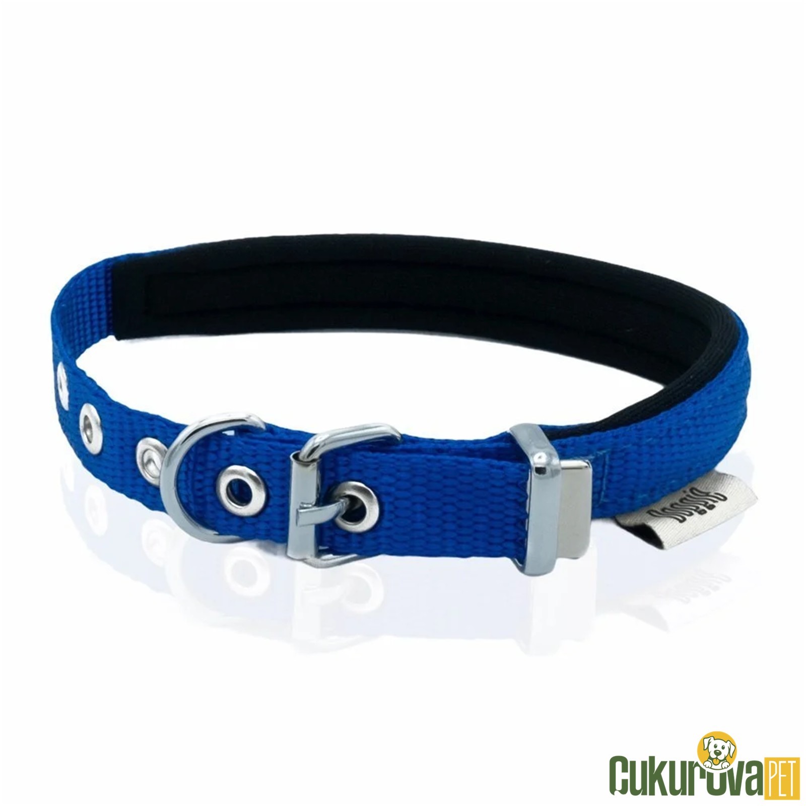 Doggie Konforlu Dokumadan El Yapımı Köpek Boyun Tasması M - 1.5 x 25 - 30 Cm - Royal Mavi̇