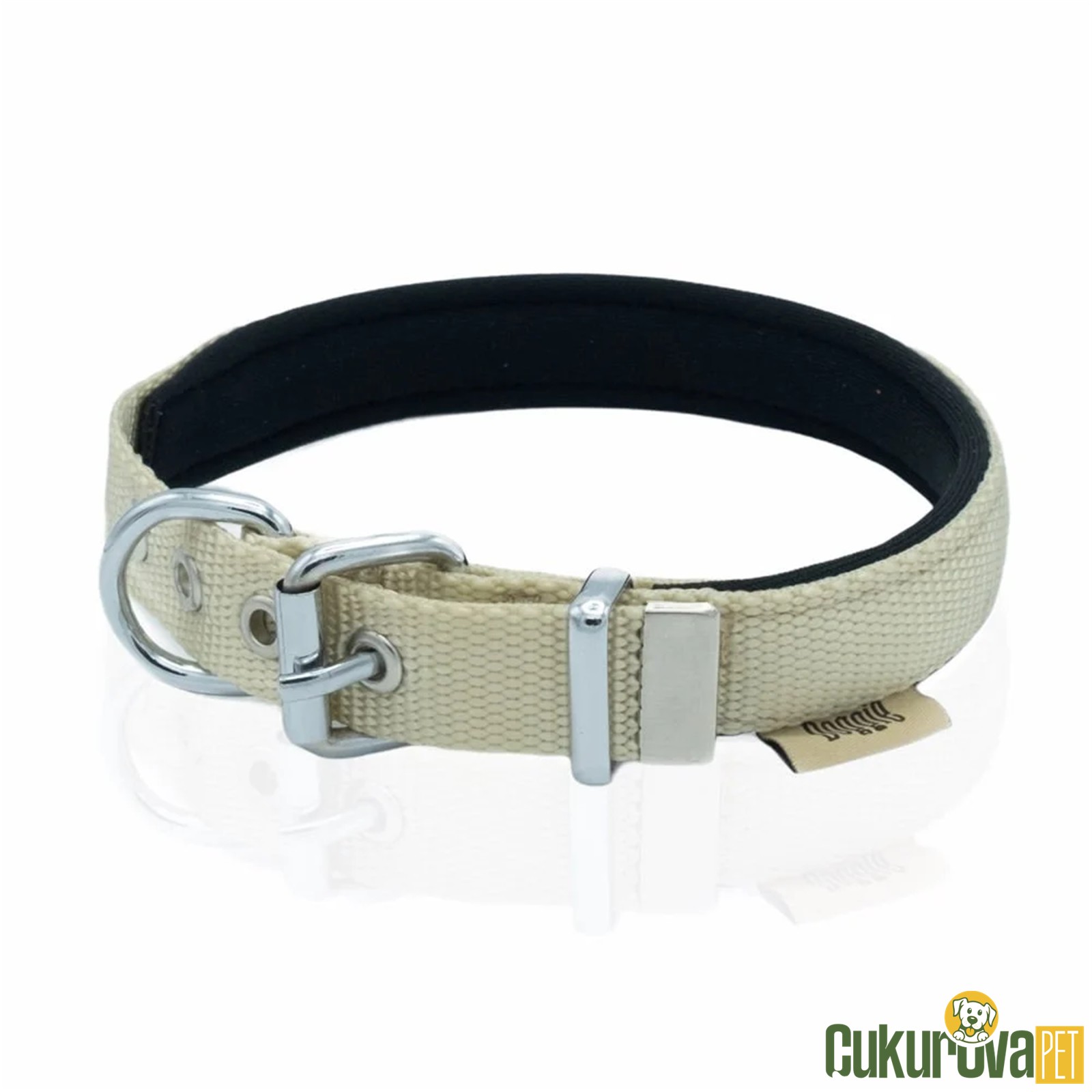 Doggie Konforlu Dokumadan El Yapımı Köpek Boyun Tasması M - 2 x 30 - 35 Cm - Haki̇