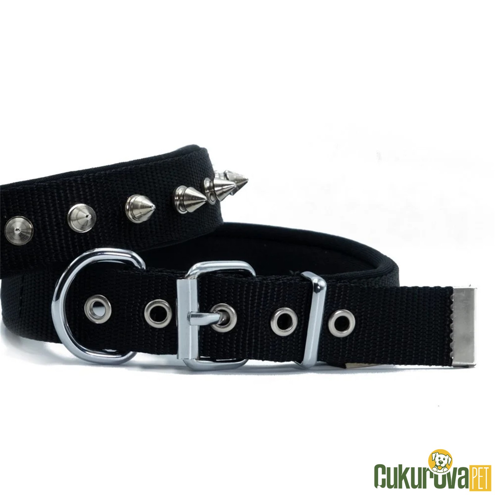 Doggie Konforlu Dokumadan El Yapımı Çi̇vi̇li̇ Köpek Boyun Tasması M - 2.5 x 37 - 45 Cm - Si̇yah