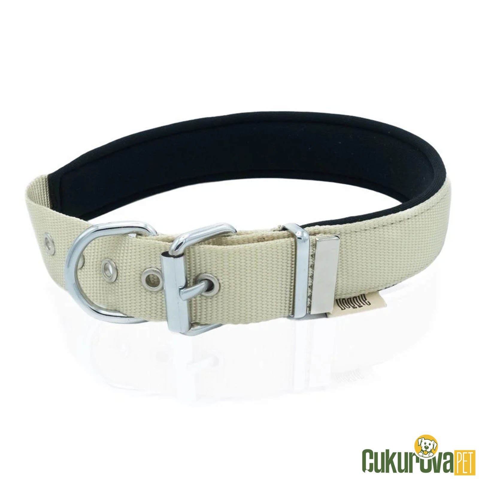 Doggie Konforlu Dokumadan El Yapımı Köpek Boyun Tasması S - 3 x 47 - 55 Cm - Haki