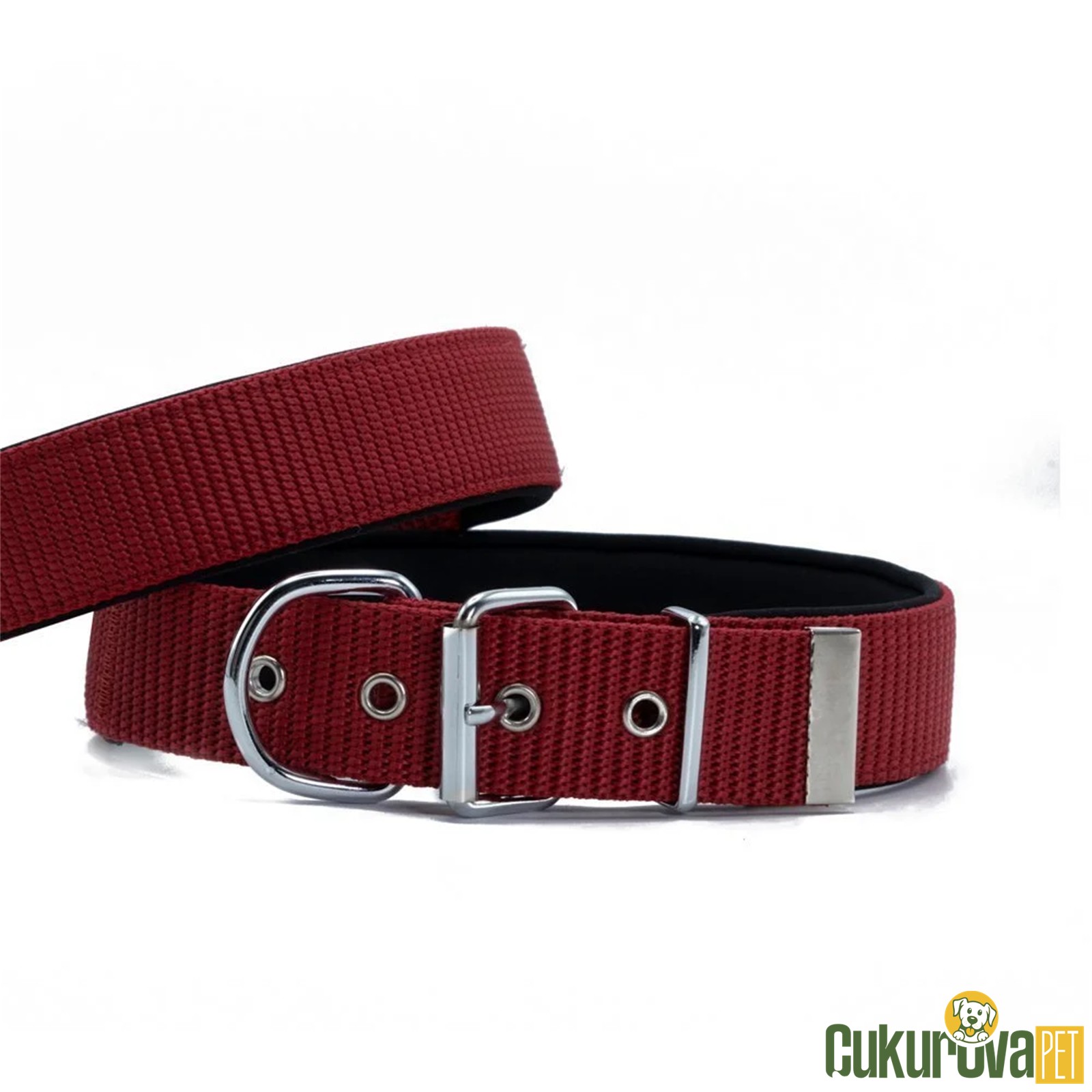 Doggie Konforlu Dokumadan El Yapımı Köpek Boyun Tasması L - 4 x 57 - 65 Cm - Kırmızı