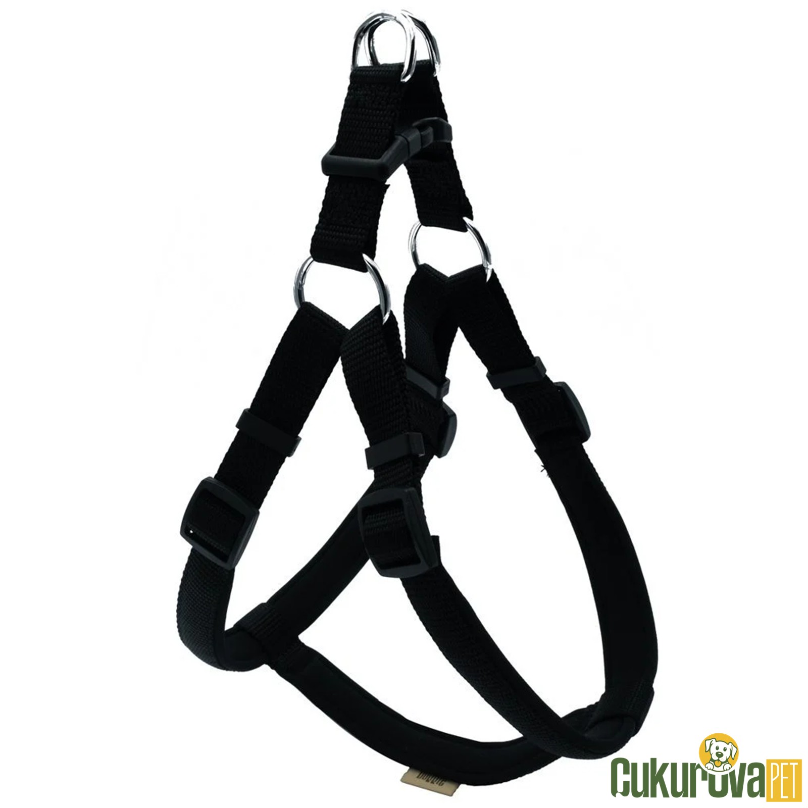 Doggie Konforlu Dokumadan El Yapımı Ronin Model Köpek Göğüs Tasması L - 2 x 55 - 65 Cm - Siyah