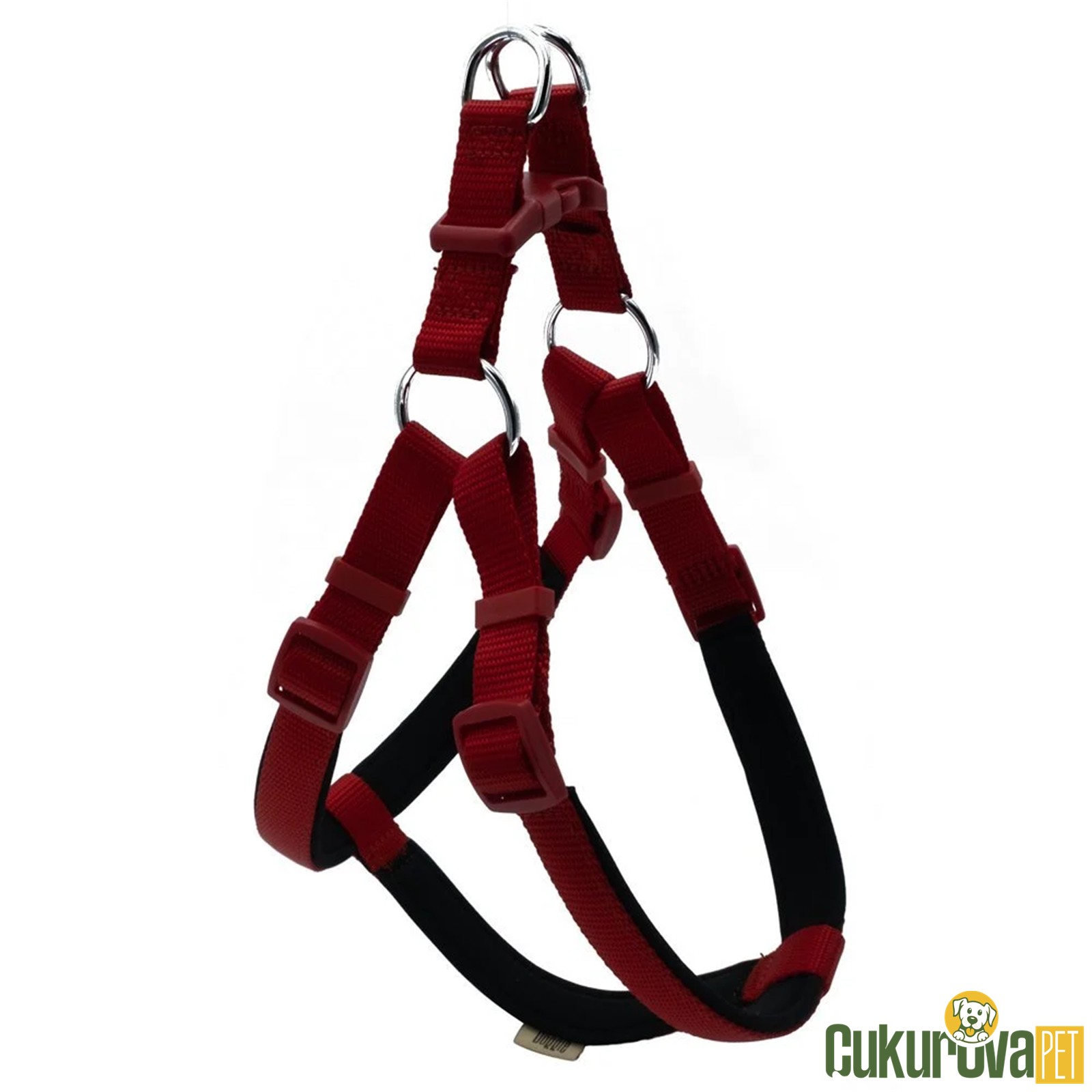 Doggie Konforlu Dokumadan El Yapımı Ronin Model Köpek Göğüs Tasması L - 2 x 55 - 65 Cm - Kırmızı