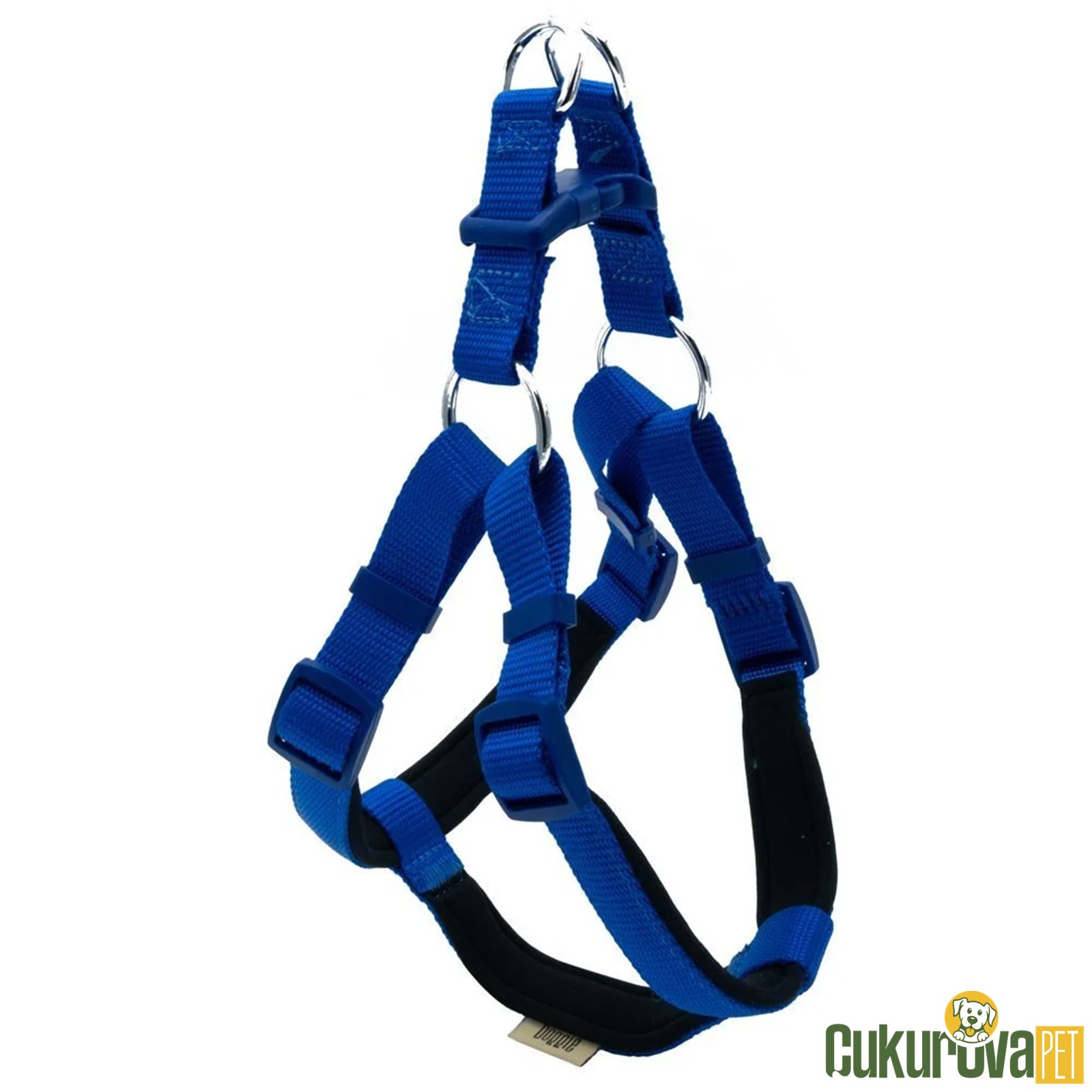 Doggie Konforlu Dokumadan El Yapımı Ronin Model Köpek Göğüs Tasması M - 2 x 45 - 55 Cm - Royal Mavi