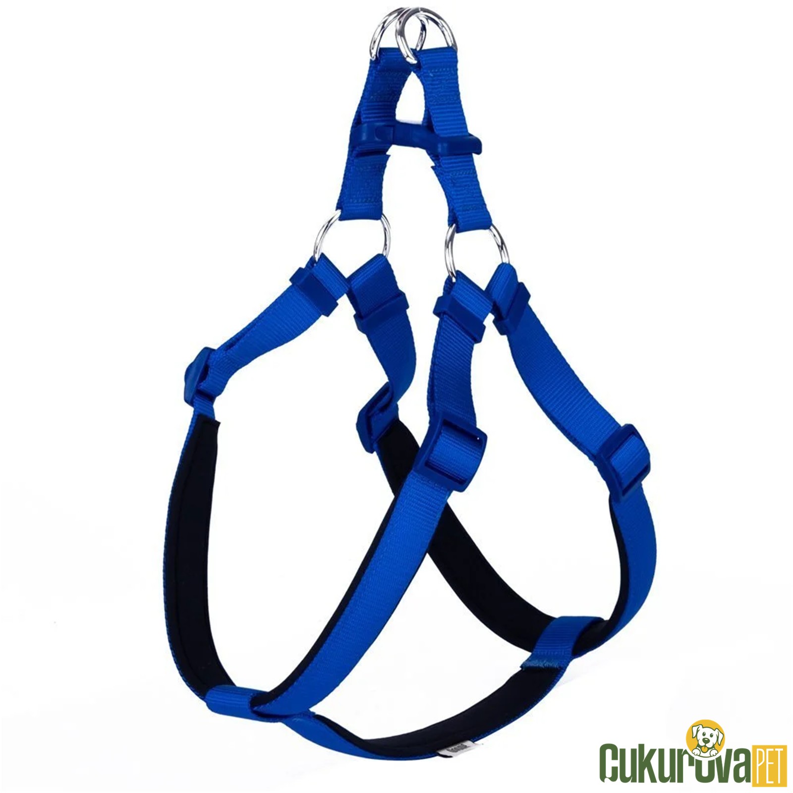 Doggie Konforlu Dokumadan El Yapımı Ronin Model Köpek Göğüs Tasması Xxl - 3 x 70 - 80 Cm - Royal Mavi̇