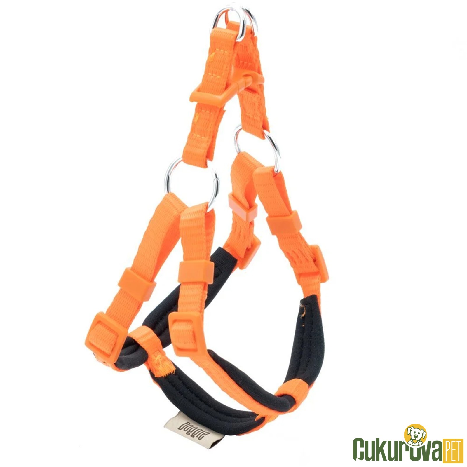 Doggie Konforlu Dokumadan El Yapımı Ronin Model Köpek Göğüs Tasması Xxs - 1 x 30 - 35 Cm - Turuncu