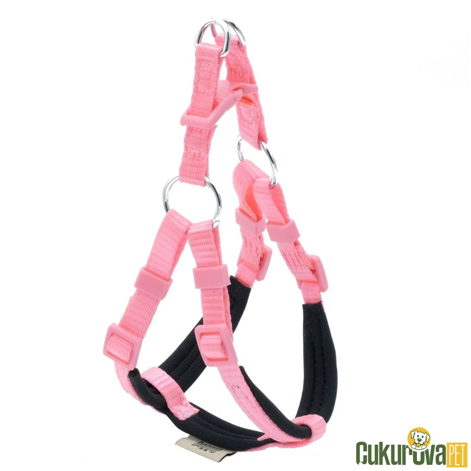 Doggie Konforlu Dokumadan El Yapımı Ronin Model Köpek Göğüs Tasması Xxs - 1 x 30 - 35 Cm - Pembe