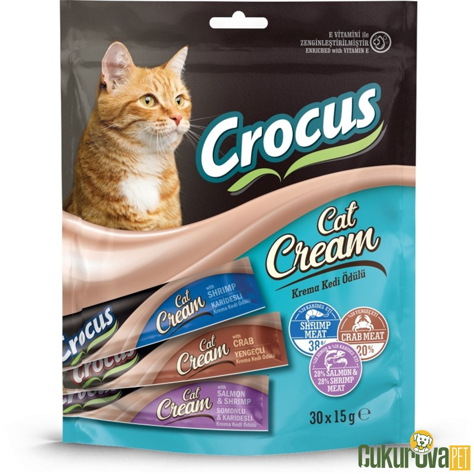 Crocus Çoklu Somon & Kari̇des & Yengeç Kedi̇ Ödülü 30 x 15 Gr