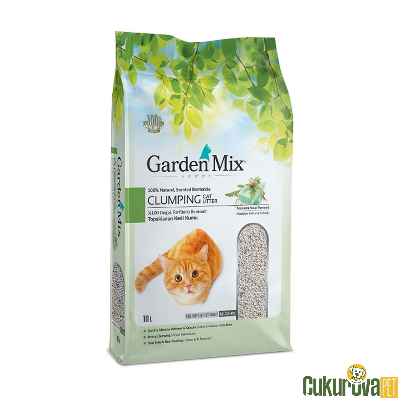 Gardenmix Bentonit Marsilya Sabun Kokulu Doğal Kalın Kedi Kumu 10 L