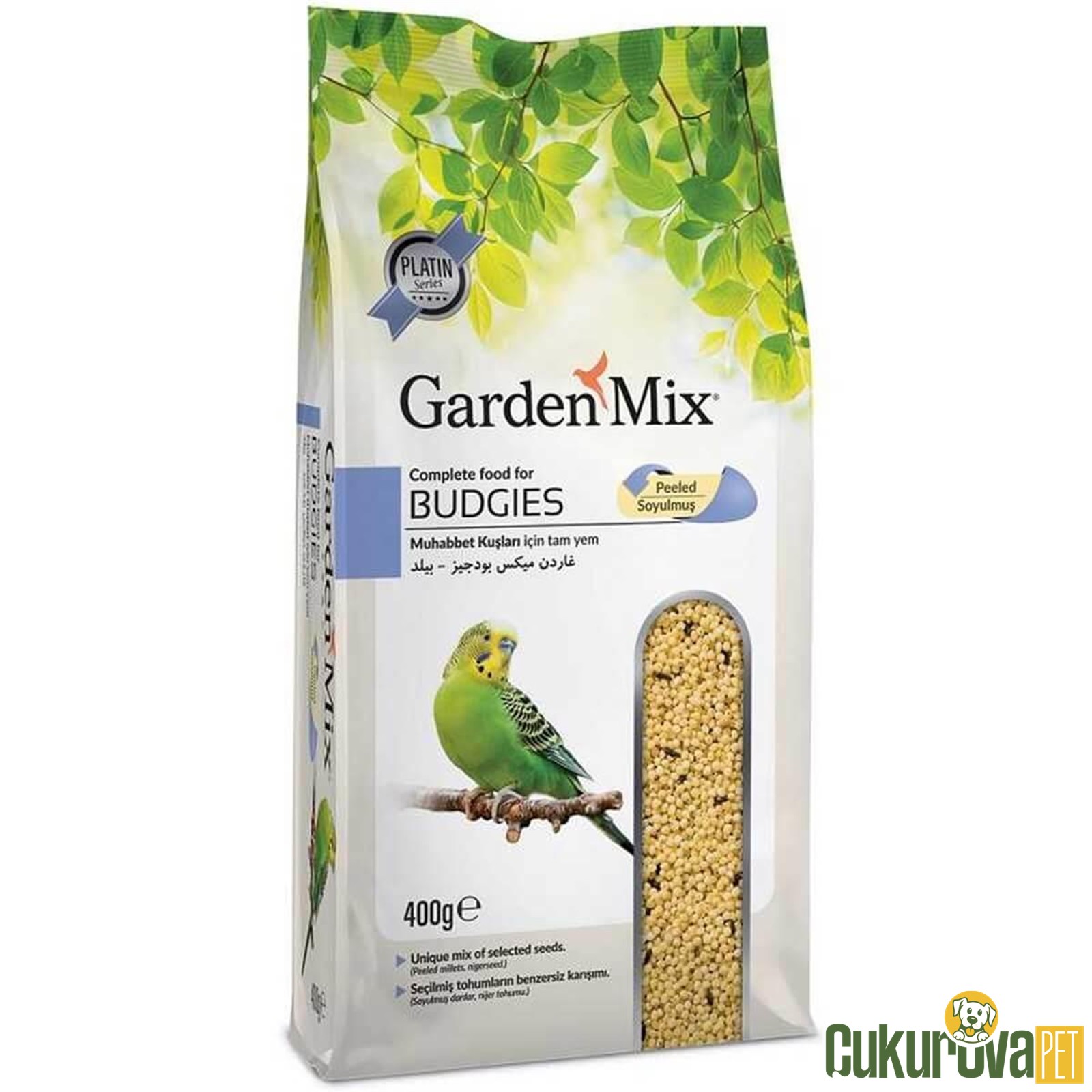 Gardenmix Platin Budgies Soyulmuş Muhabbet Kuşu Yemi 400 Gr