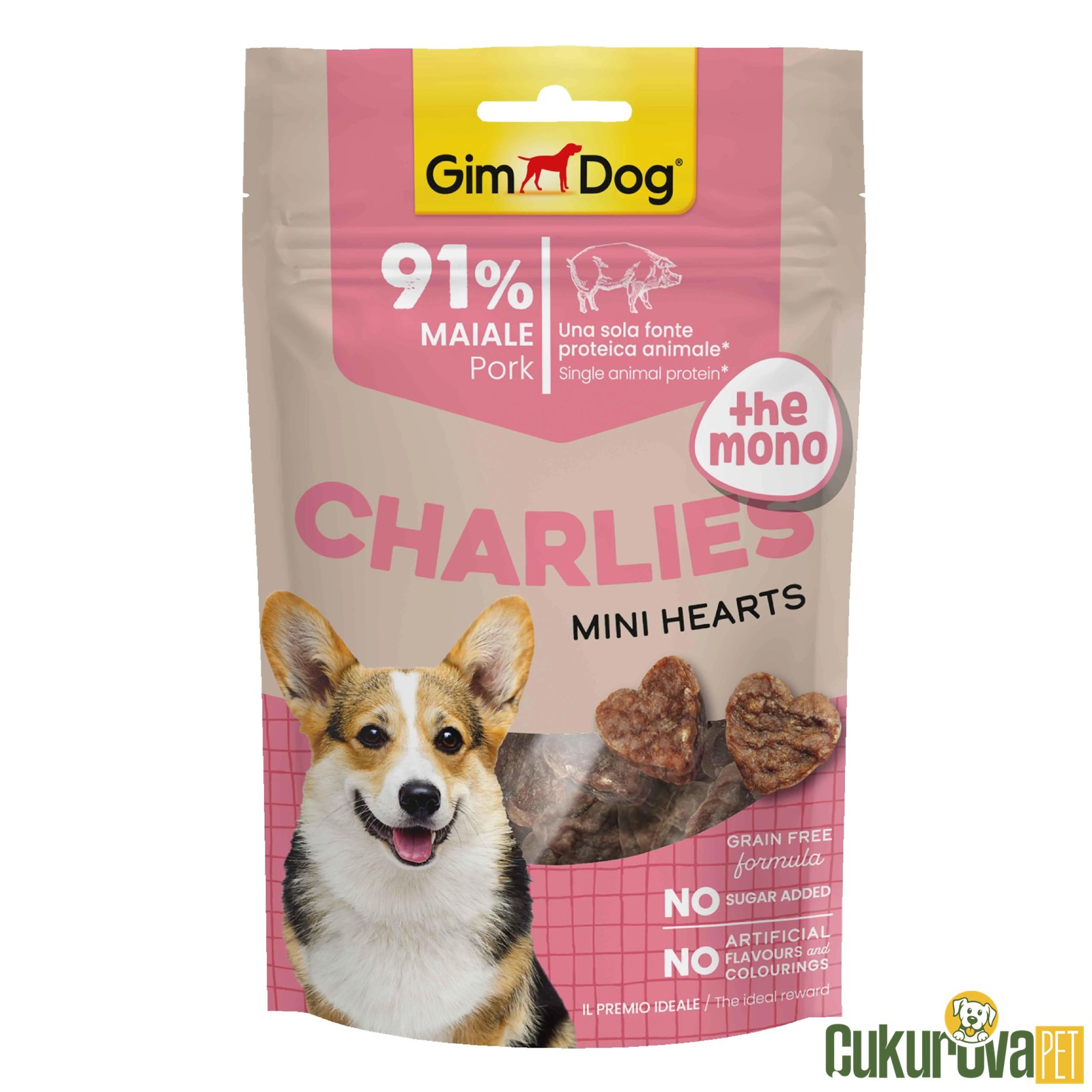 Gimdog Charlies Mini Hearts Domuz Etli Köpek Ödül Maması 70 Gr