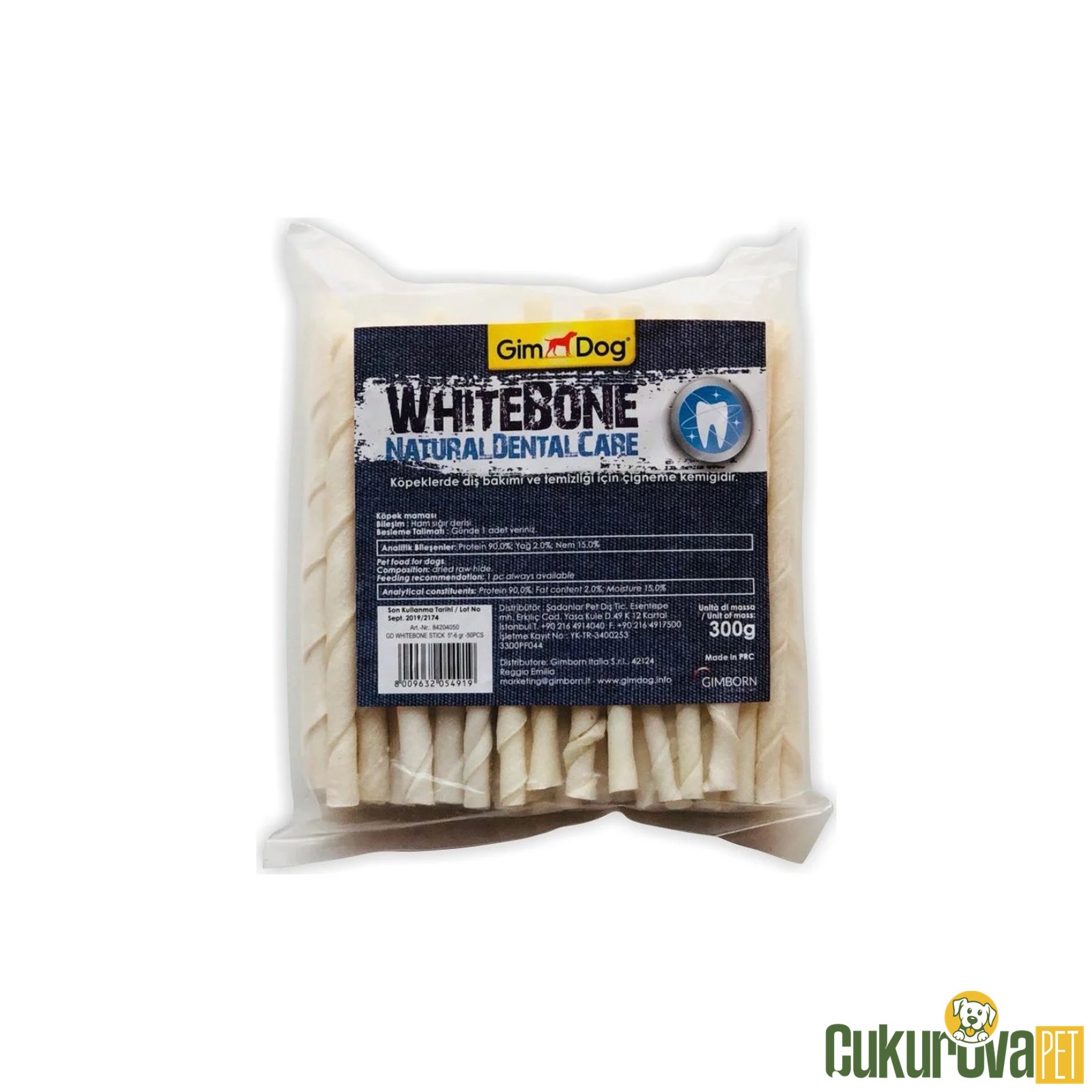 Gimdog Whitebone Burgu Ödül Çubuğu Beyaz 50'li - 6 Gr - 10 Cm