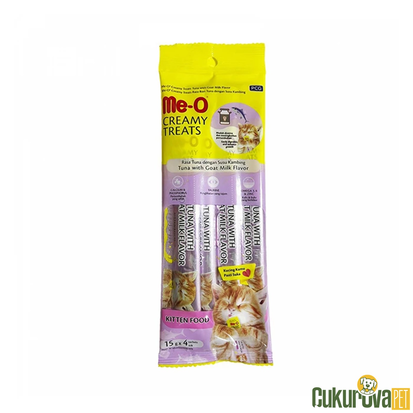 Me-o Creamy Kitten Ton Balıklı Keçi̇ Sütlü Krema Sıvı Kedi̇ Ödülü 4 x 15 Gr