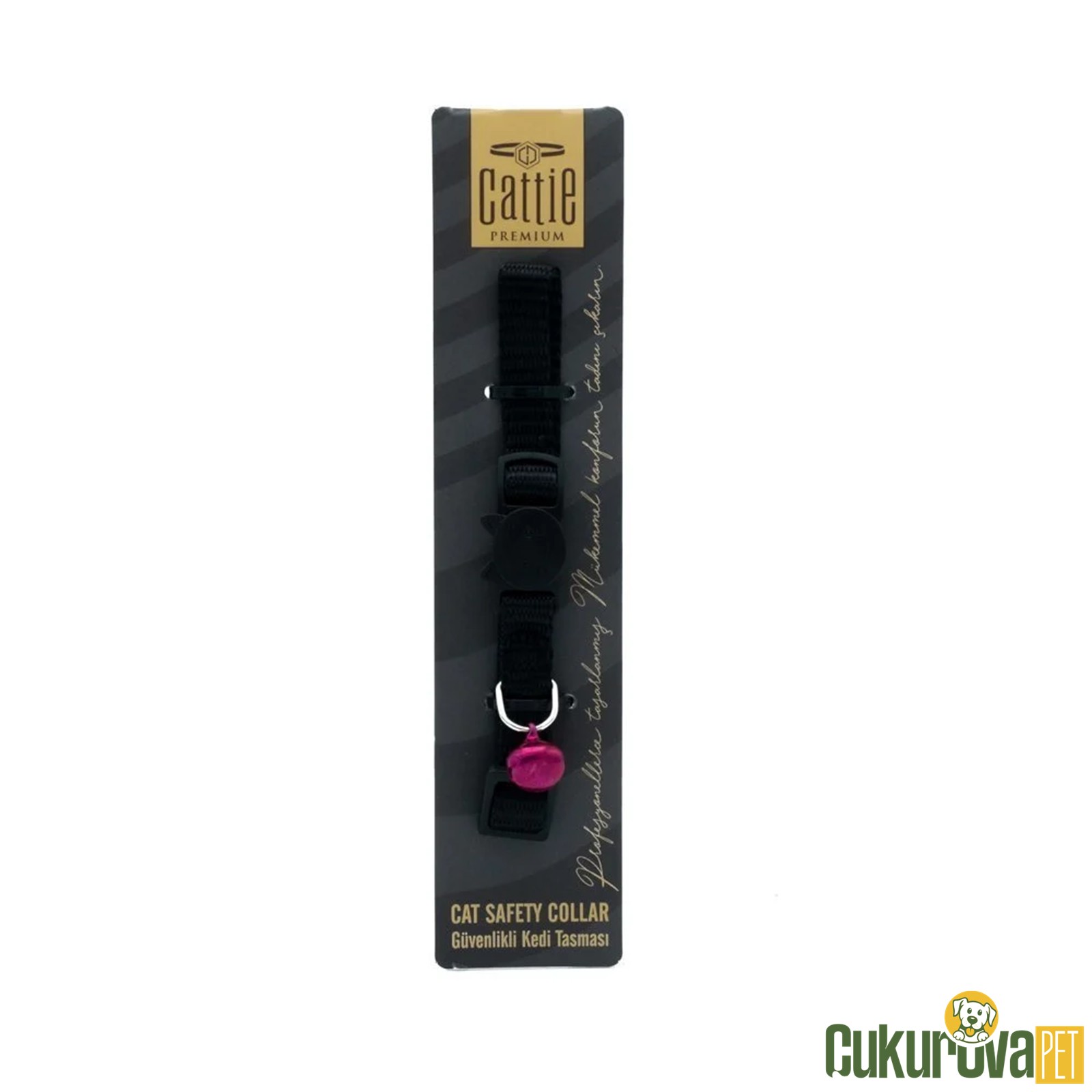 Cattie Güvenlik Tokalı Dokumadan El Yapımı Kedi Boyun Tasması Xs - 1 Mm x 15 - 25 Cm - Siyah