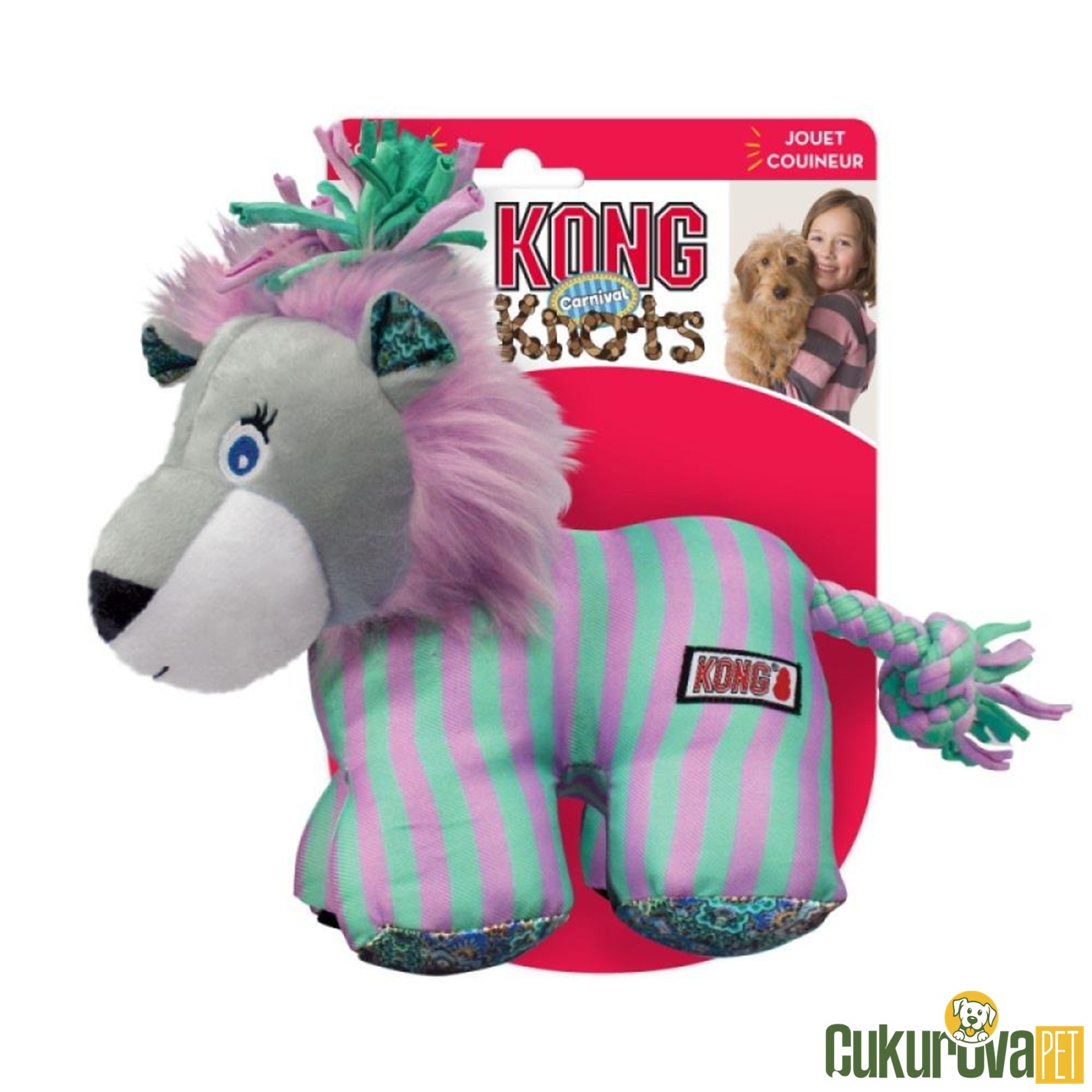 Kong Knots Carnival Lion Sesli Diş İpli Peluş Aslan Köpek Oyuncağı S - M / 21 Cm