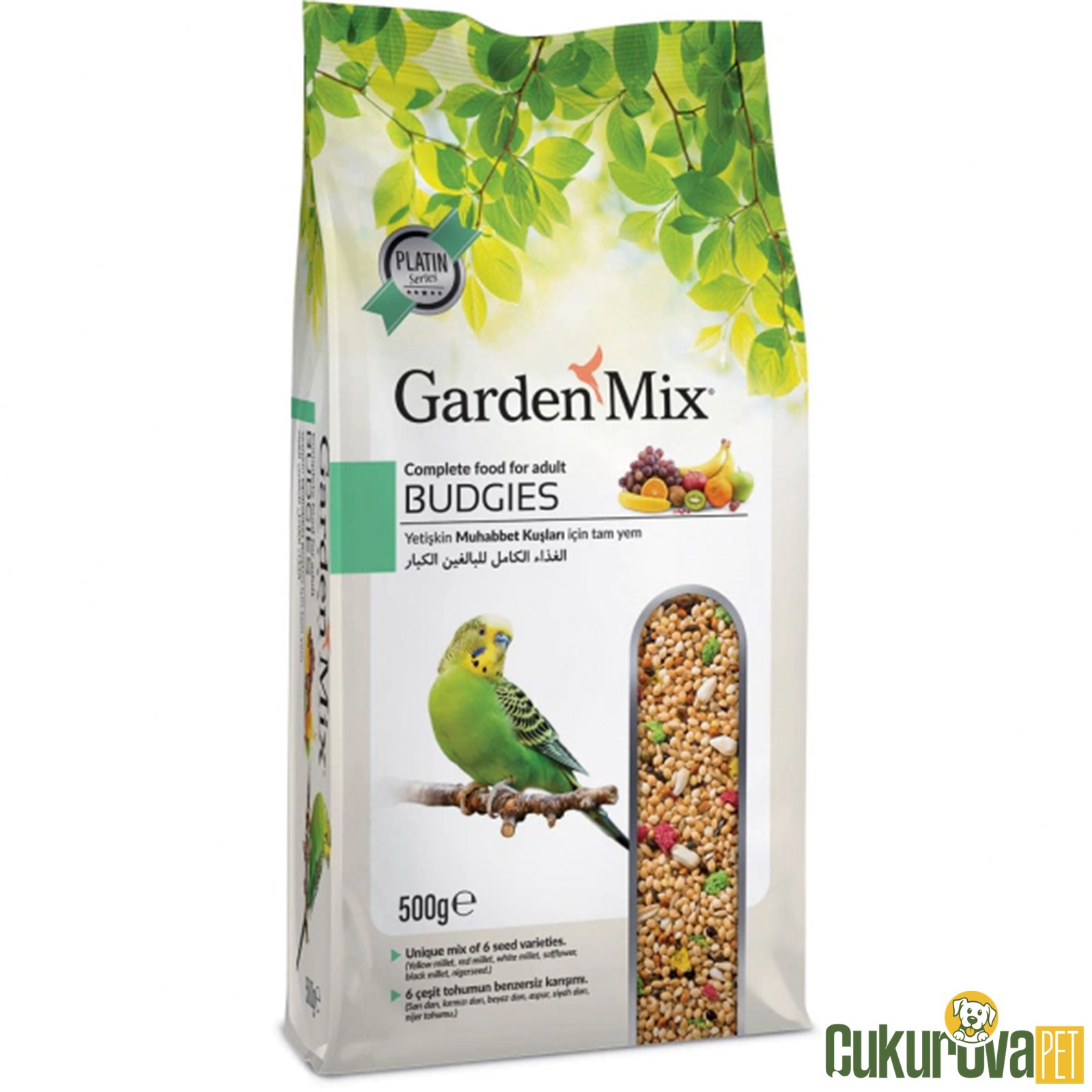 Gardenmix Platin Budgies Karışık Meyveli Muhabbet Kuşu Yemi 500 Gr