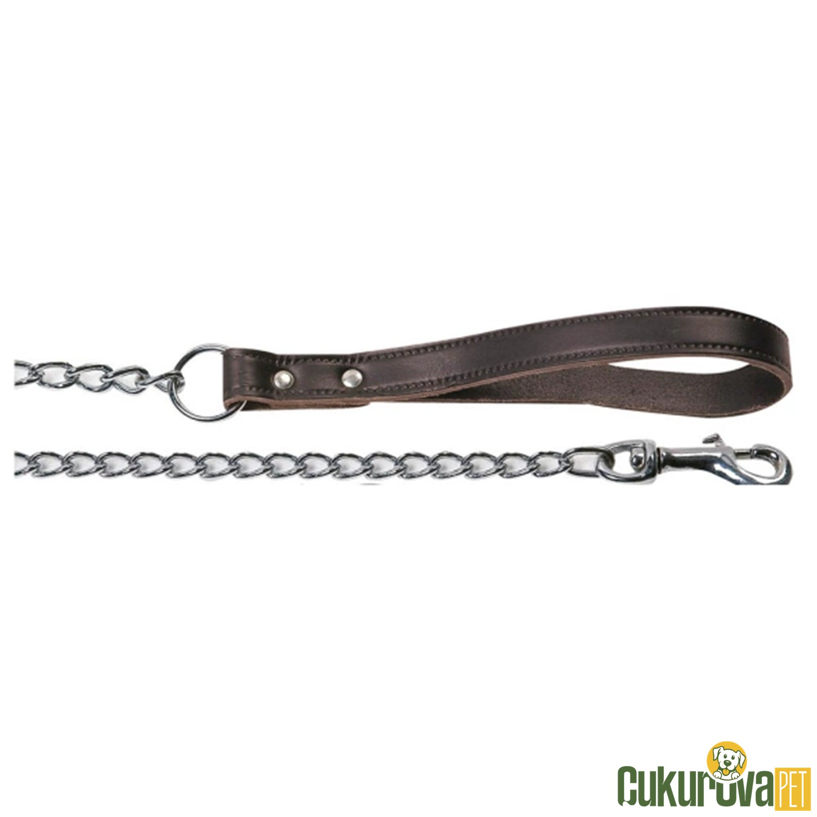 Karlie Deri Sapli Zincir Köpek Gezdirme Kayışı 100 Cm - 3 Mm ( Kahverengi )