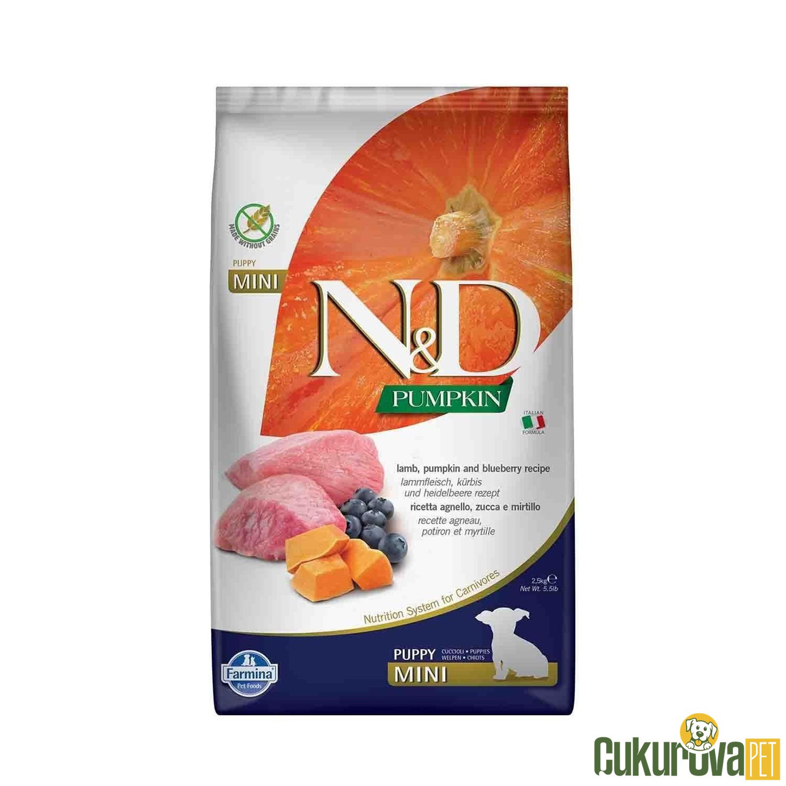 N&D Pumpkin Puppy Mini Kuzulu Bal Kabaklı Ve Yaban Mersinli Yavru Köpek Maması 2.5 Kg