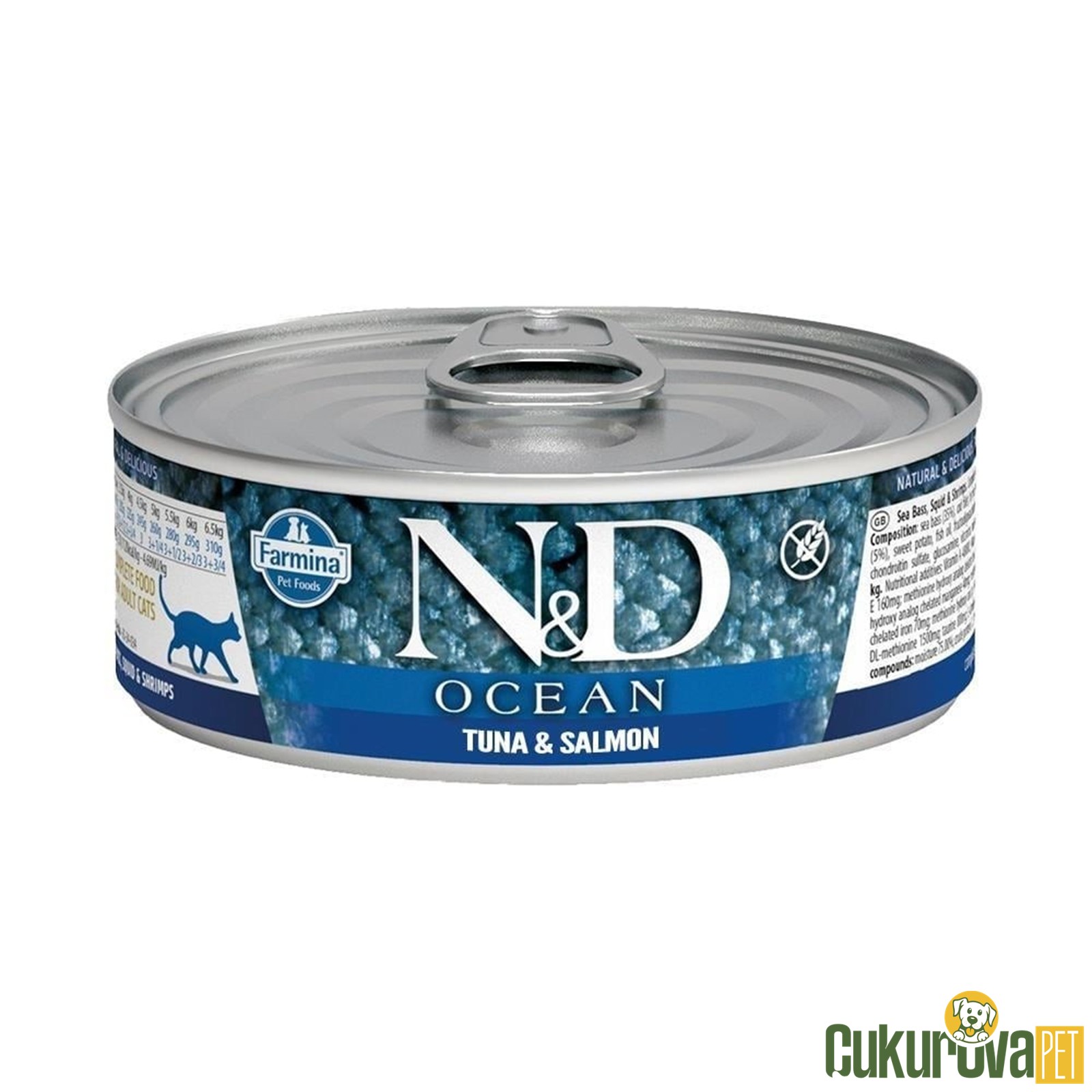 N & D Ocean Ton Balıklı Somonlu Tahılsız Yetişkin Kedi Konservesi 70gr