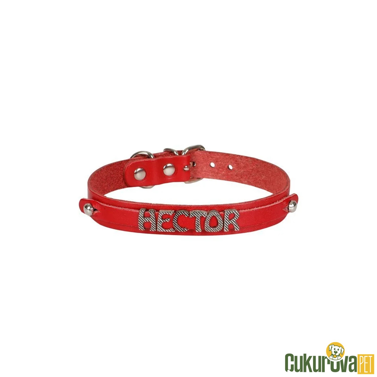 Cattie Gerçek Deriden El Yapımı İsimlikli Kedi Boyun Tasması Xl - 1.5 Mm x 28 - 32 Cm - Kırmızı