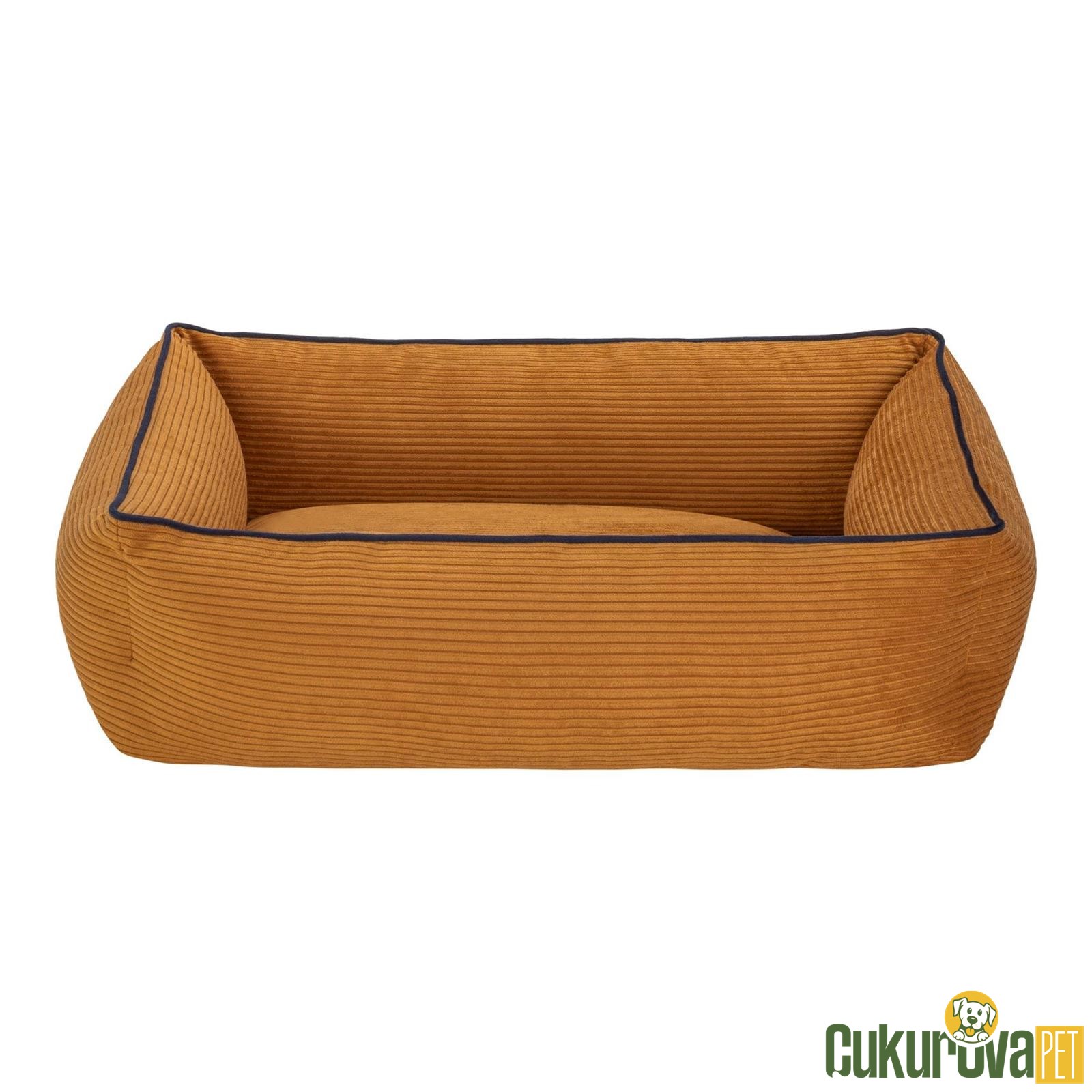 Pet Comfort Golf Kedi̇ & Köpek Yatağı Hardal - Parliament Mavi̇ Biye Xs - 55 x 45 Cm