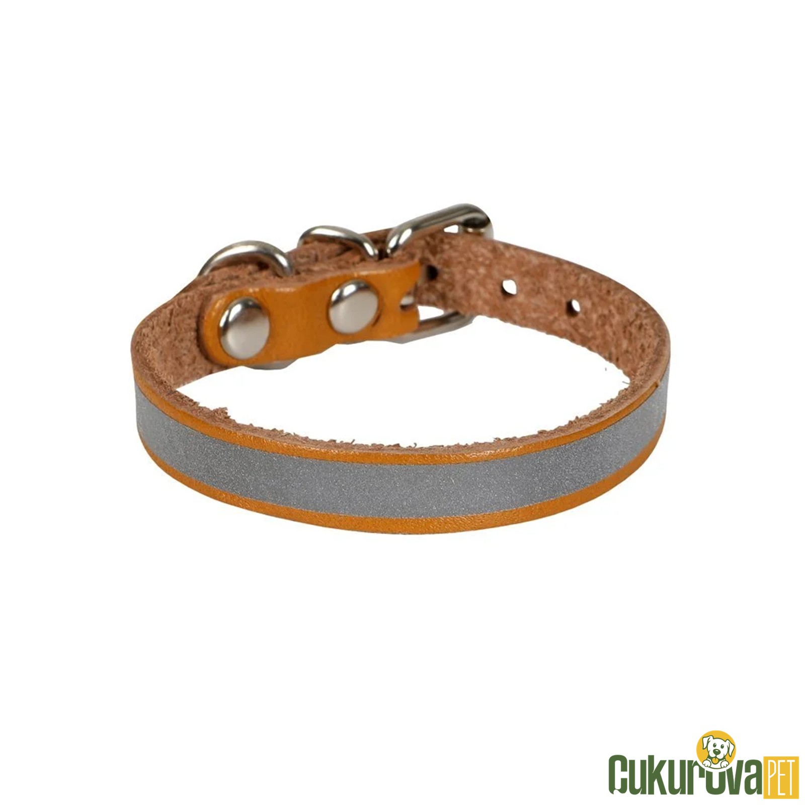 Cattie Gerçek Deri̇den El Yapımı Reflektörlü Kedi̇ Boyun Tasması S - 1 Mm x 18 - 22 Cm - Kamel