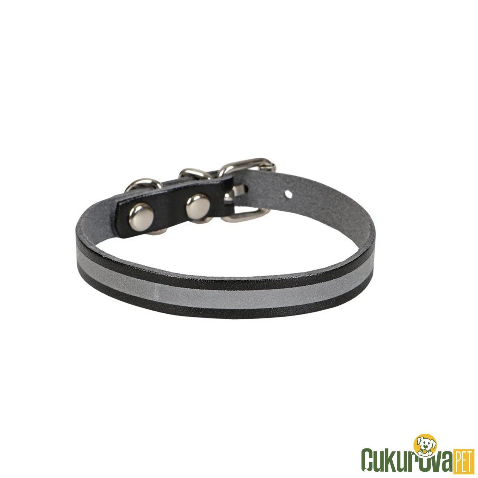 Cattie Gerçek Deri̇den El Yapımı Reflektörlü Kedi̇ Boyun Tasması M - 1 Mm x 21 - 25 Cm - Si̇yah