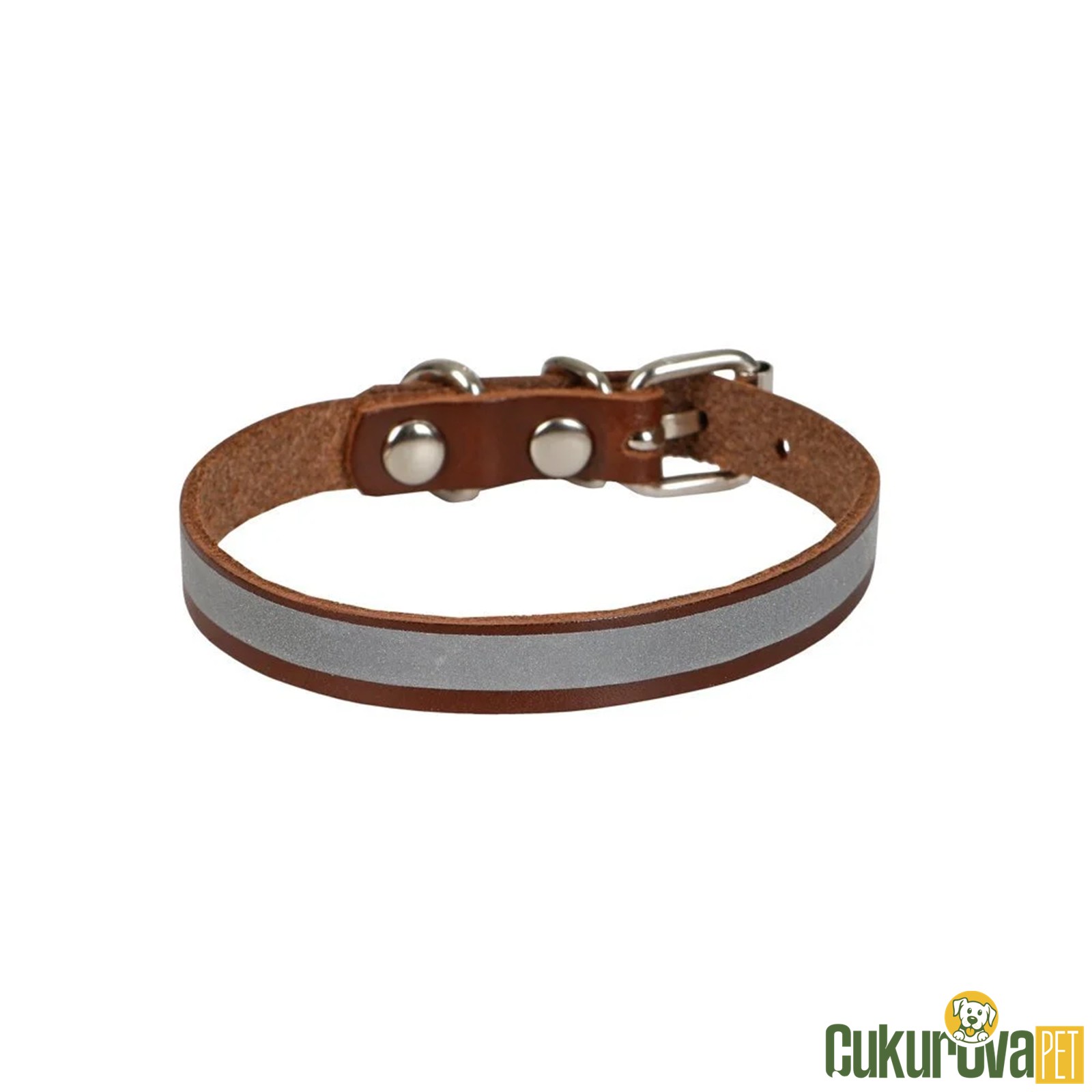 Cattie Gerçek Deri̇den El Yapımı Reflektörlü Kedi̇ Boyun Tasması S - 1 Mm x 18 - 22 Cm - Kahverengi̇