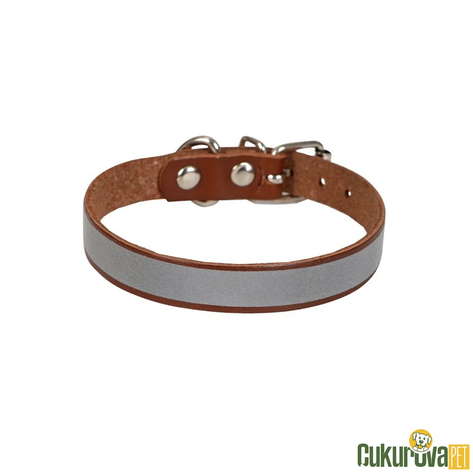 Cattie Gerçek Deri̇den El Yapımı Reflektörlü Kedi̇ Boyun Tasması L - 1.2 Mm x 25 - 29 Cm - Kahverengi̇