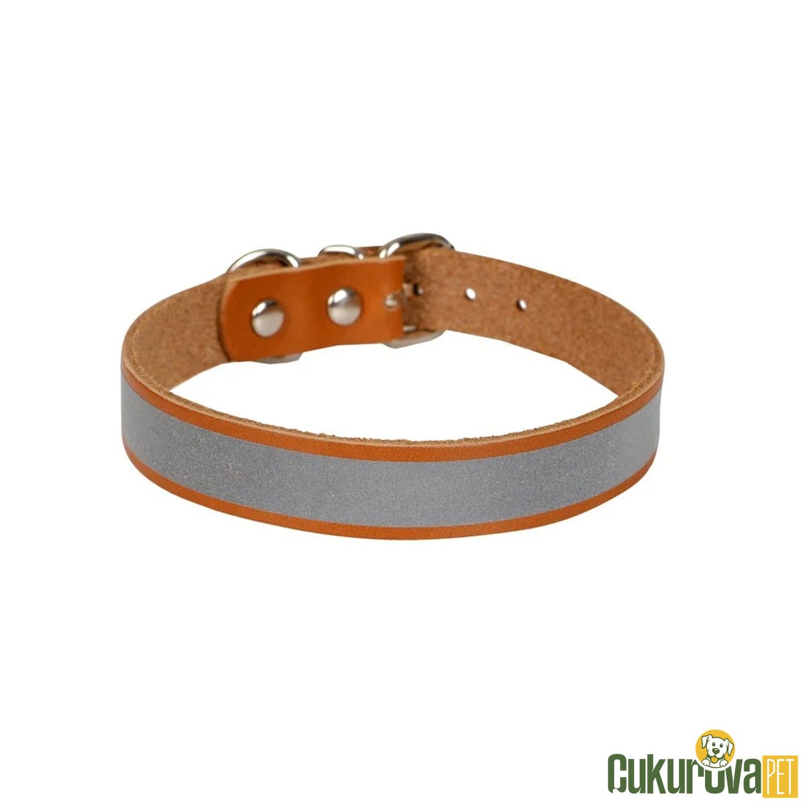 Cattie Gerçek Deriden El Yapımı Reflektörlü Kedi Boyun Tasması Xl - 1.5 Mm x 28 - 32 Cm - Kamel