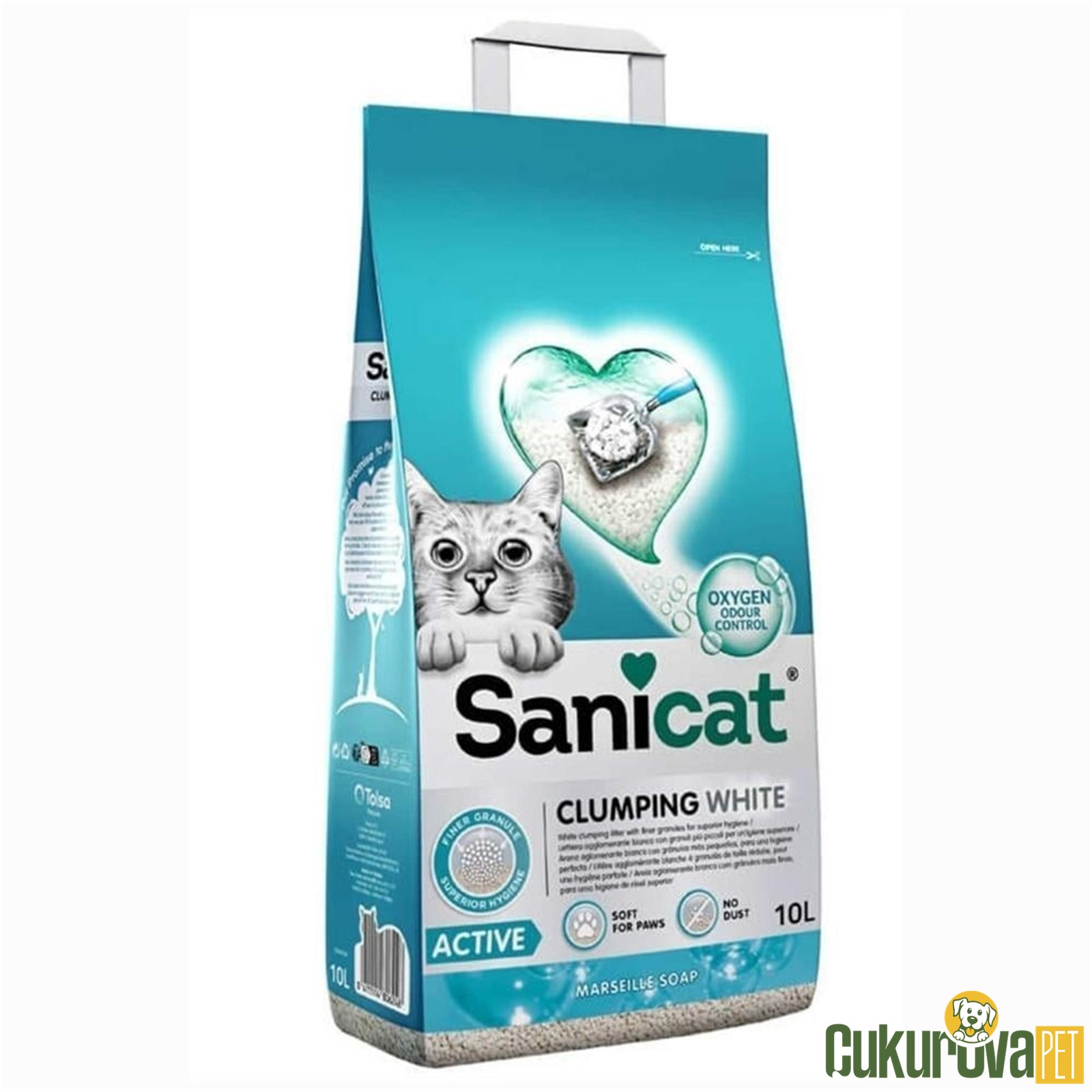 Sanicat Active Marsilya Sabunu Kokulu Topaklaşan Kedi Kumu 10 L