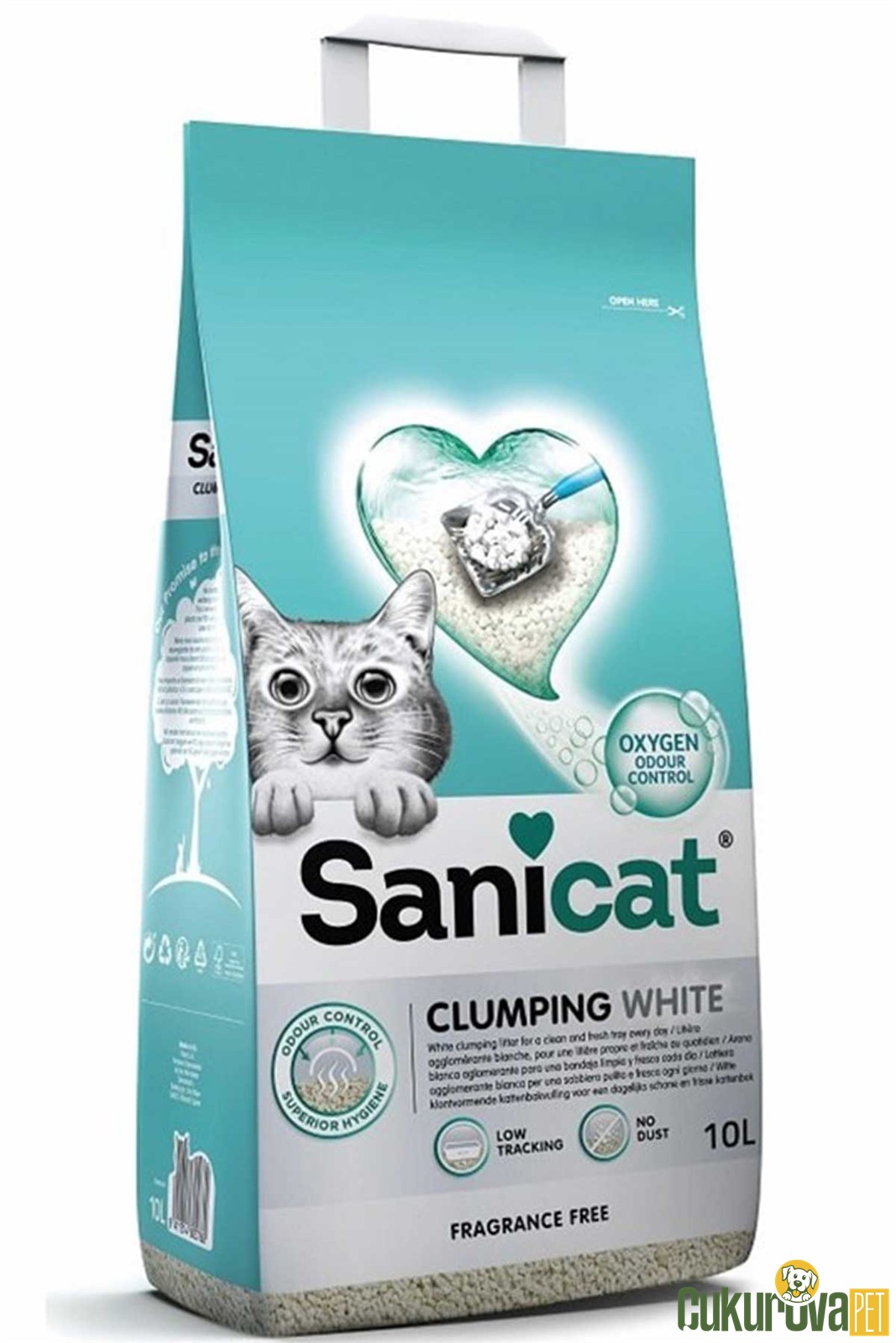 Sanicat Clumping White Kokusuz Hızlı Topaklanan Beyaz Kedi Kumu 10 L
