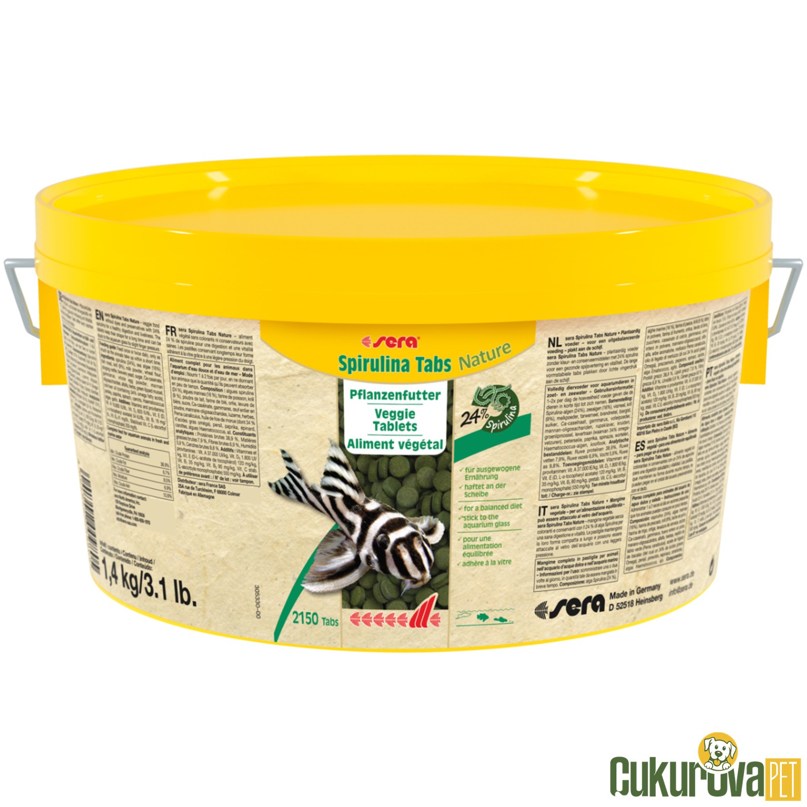 Sera Spirulina Tabs Nature Tablet Yem 2 L - 1.4 Kg