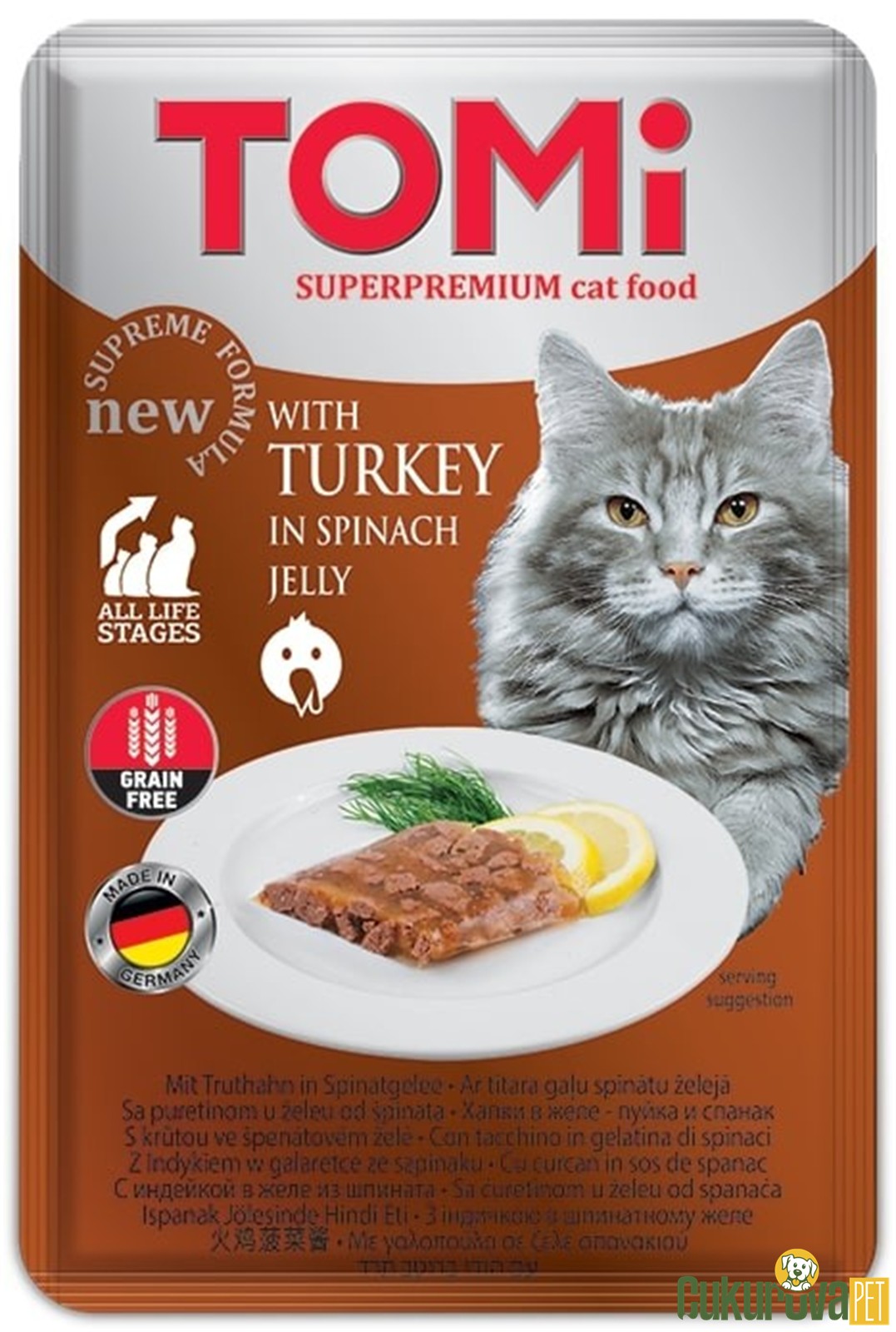 Tomi Hi̇ndi̇li̇ Ve Ispanaklı Yetişki̇n Kedi̇ Yaş Maması 100 Gr