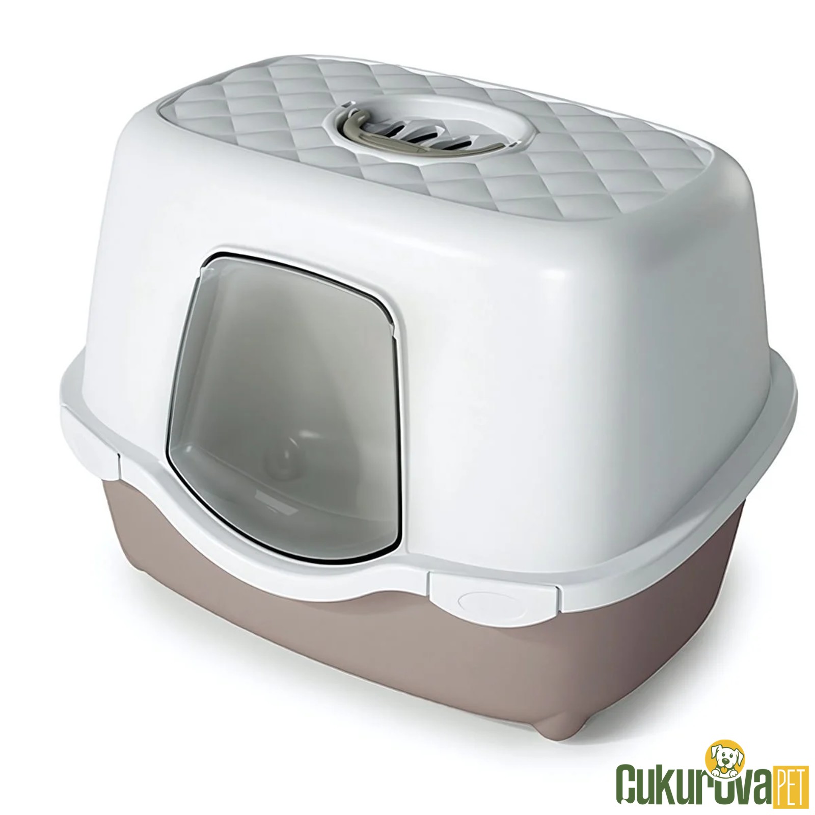 Stefanplast Tres Chic Kapalı Kedi̇ Tuvaleti - Beyaz / Pembe