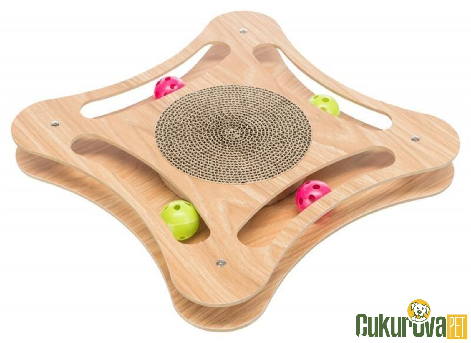 Trixie Kedi̇ler İçi̇n Catni̇pli̇ Oyun Toplu Karton Ve Ahşap Tirmalama Oyuncağı 35 x 4 x 35 Cm