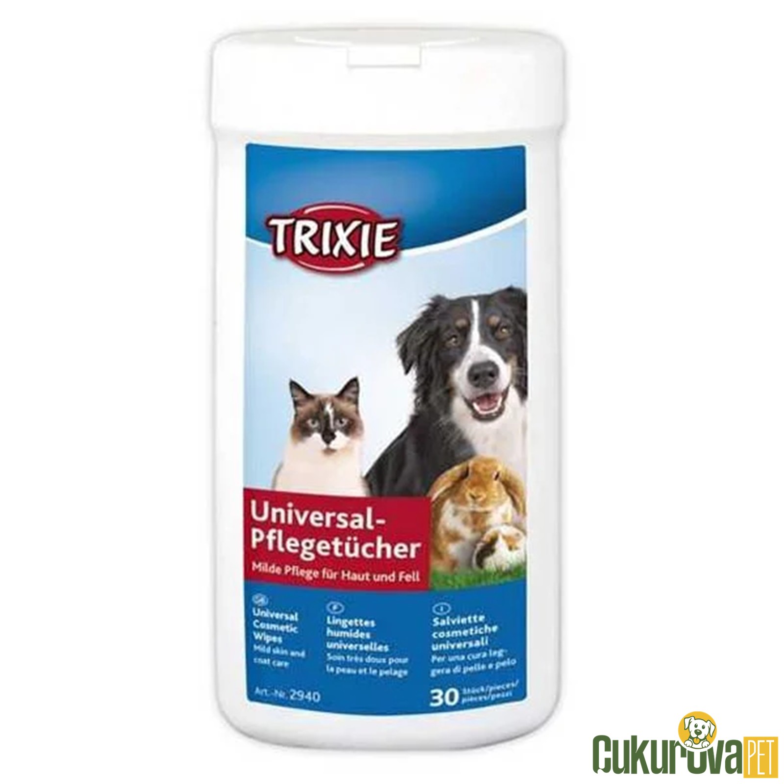Trixie Kedi̇ Ve Köpeklere Özel Ci̇lt Ve Tüy Temi̇zli̇ği̇ İçi̇n Islak Mendi̇l 30'lu