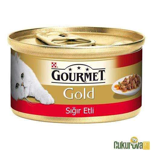 GOURMET GOLD SOSLU PARÇA SIĞIR ETLİ KEDİ KONSERVESİ 85 GR 