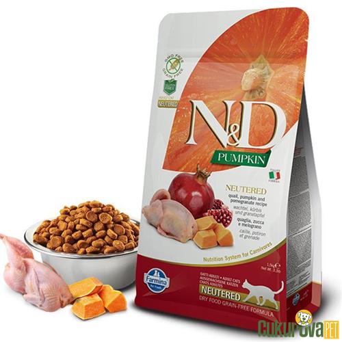 N&D PUMPKIN BILDIRCIN ETLİ BAL KABAKLI VE NARLI TAHILSIZ KISIRLAŞTIRILMIŞ KEDİ MAMASI 1.5 KG