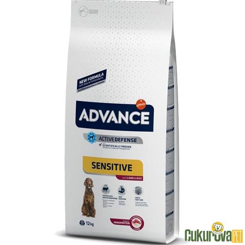 ADVANCE KUZU ETLİ VE PİRİNÇLİ HASSAS YETİŞKİN KÖPEK MAMASI 12 KG 