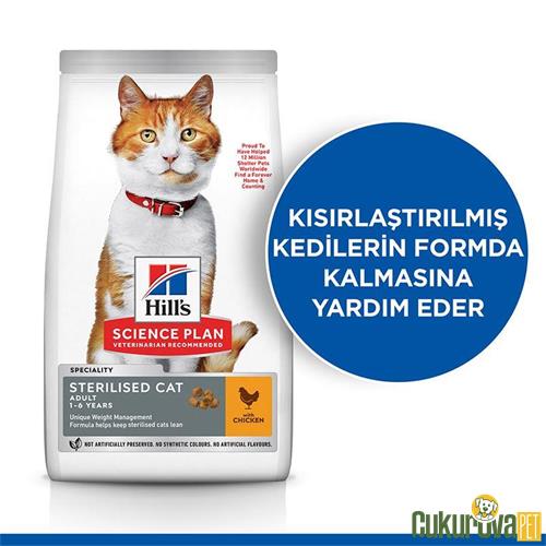 HILL'S SCIENCE PLAN TAVUKLU KISIRLAŞTIRILMIŞ KEDİ MAMASI 8 KG + 2 KG HEDİYE!